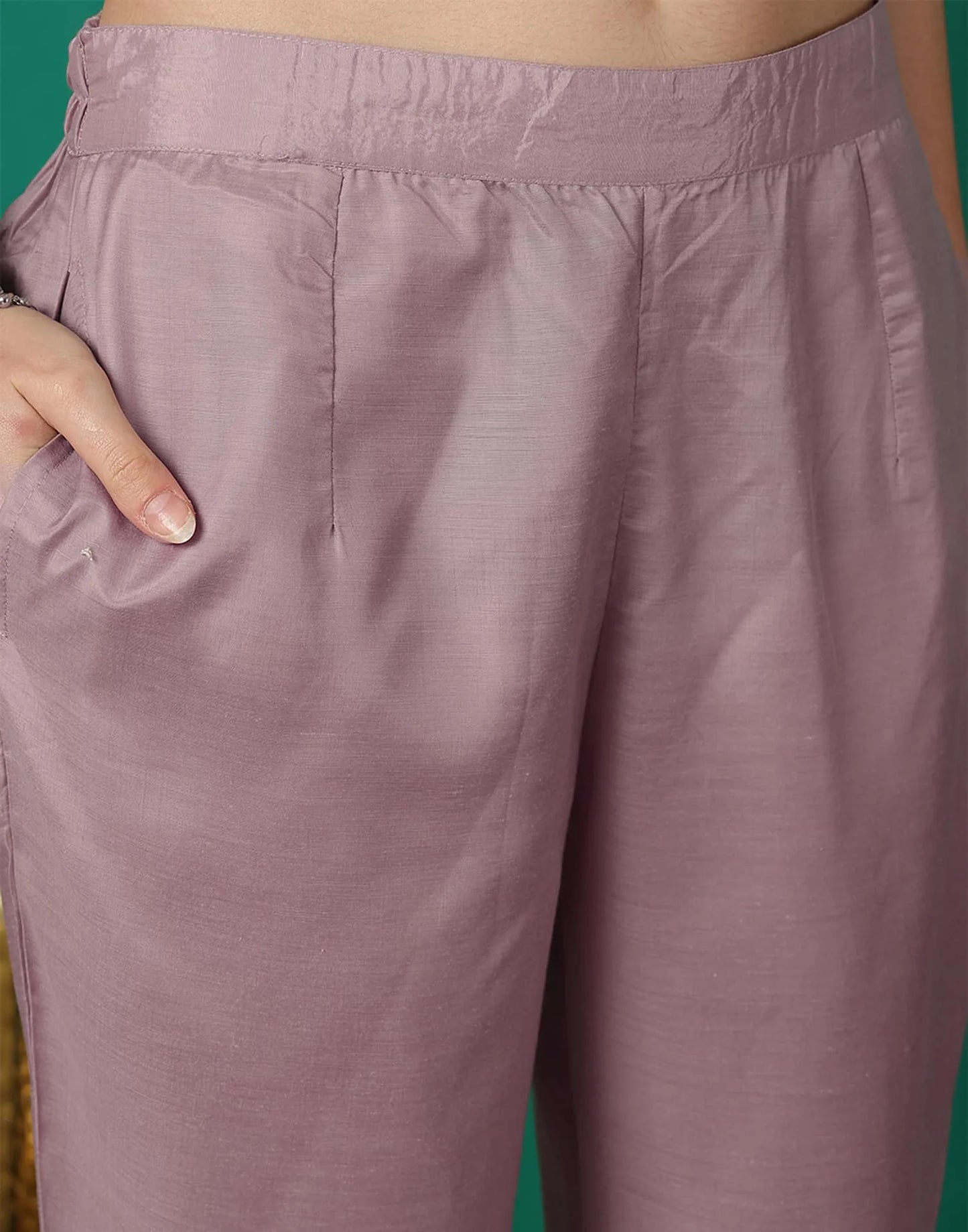 Purple Silk Blend Embroidered Straight Kurta Set for Women with Pant and Dupatta