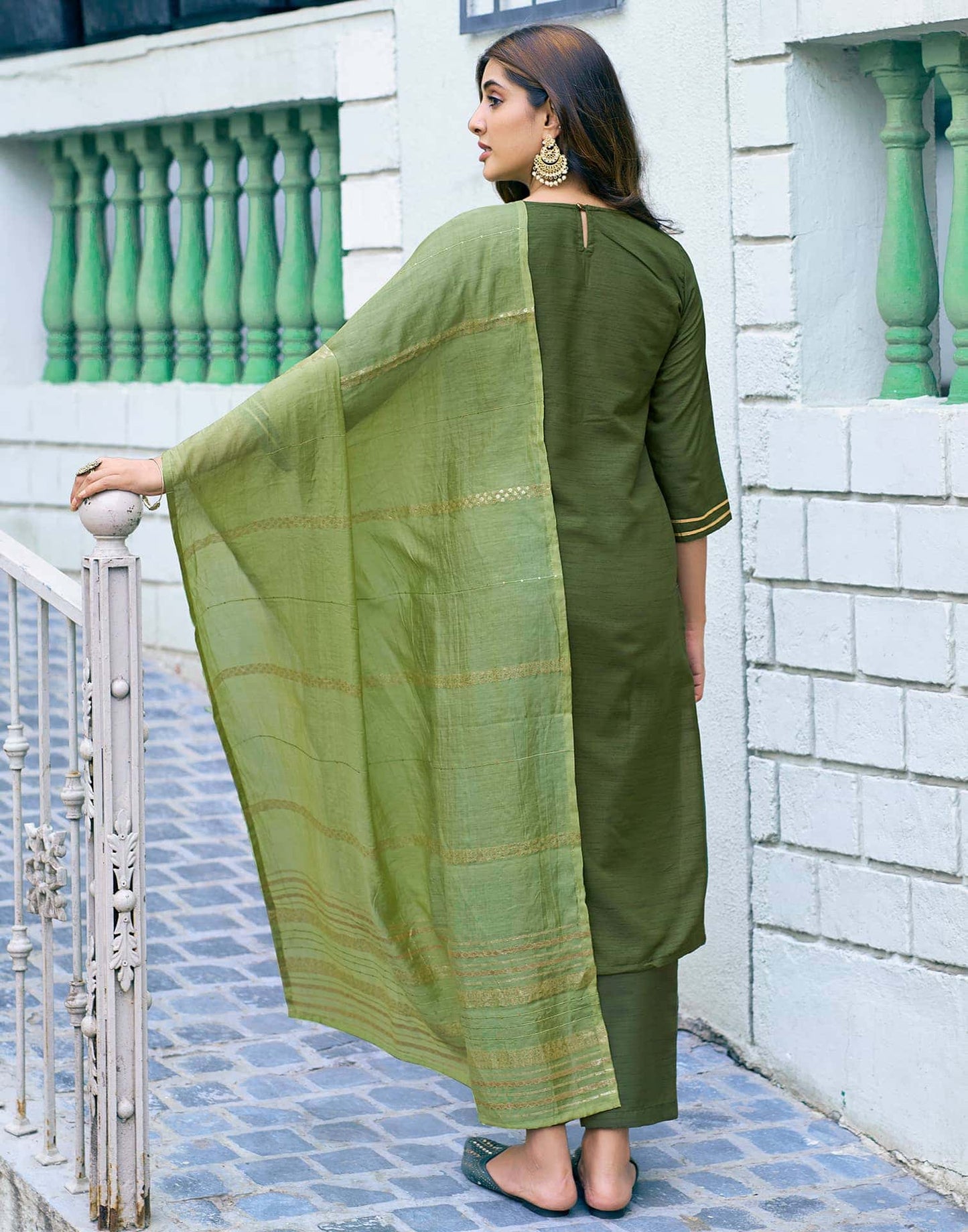 Art Silk Dyed, Embroidery Work and Lace Straight Kurta with Pant & Dupatta