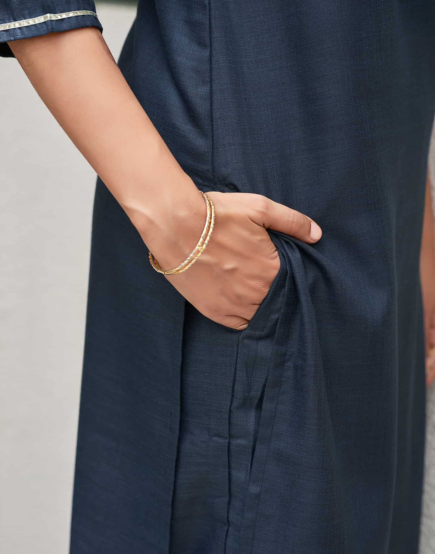 Cotton Blend Embroidered Straight Kurta with Pant & Dupatta