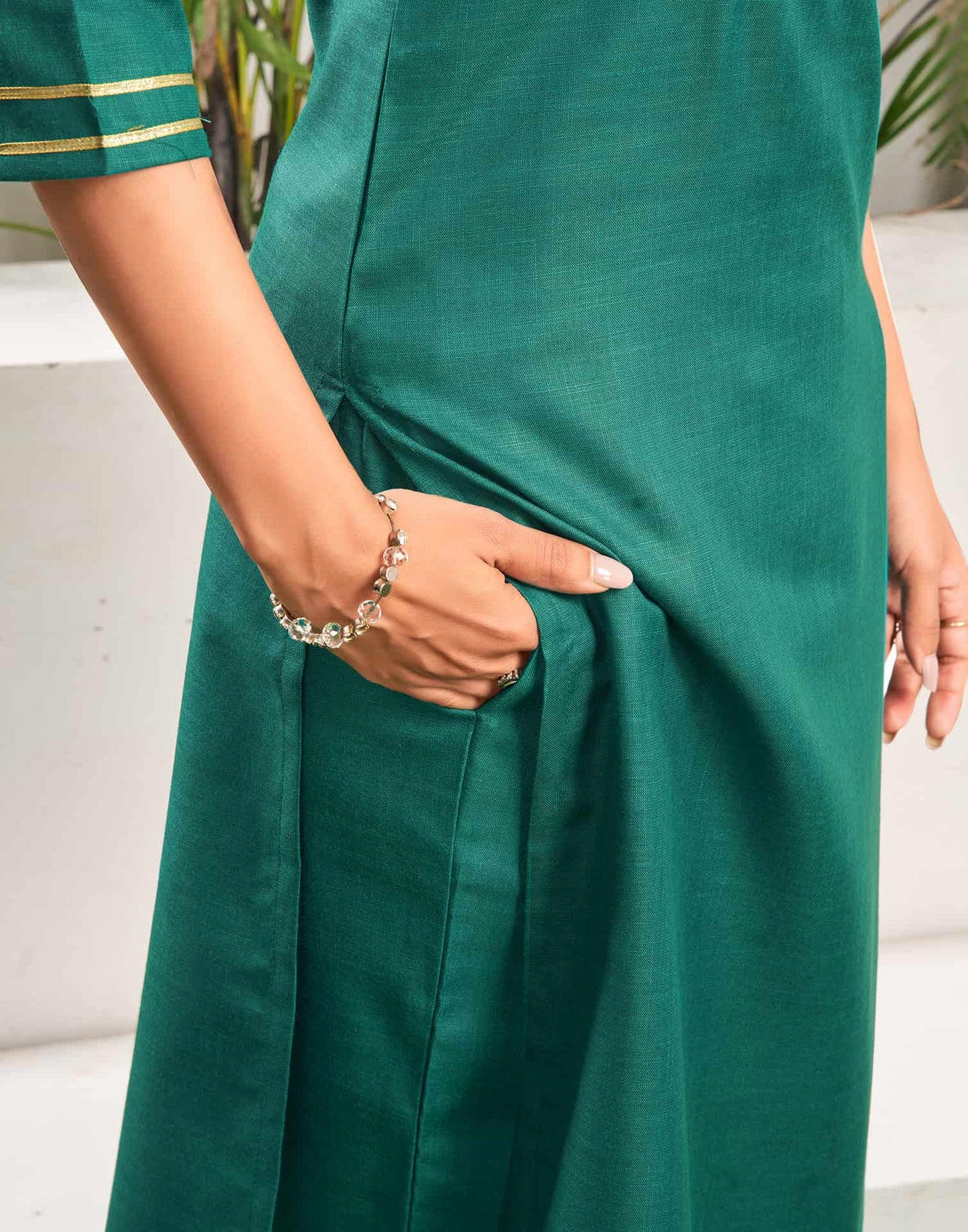 Cotton Blend Embroidery and Lace Straight Kurta with Pant & Dupatta