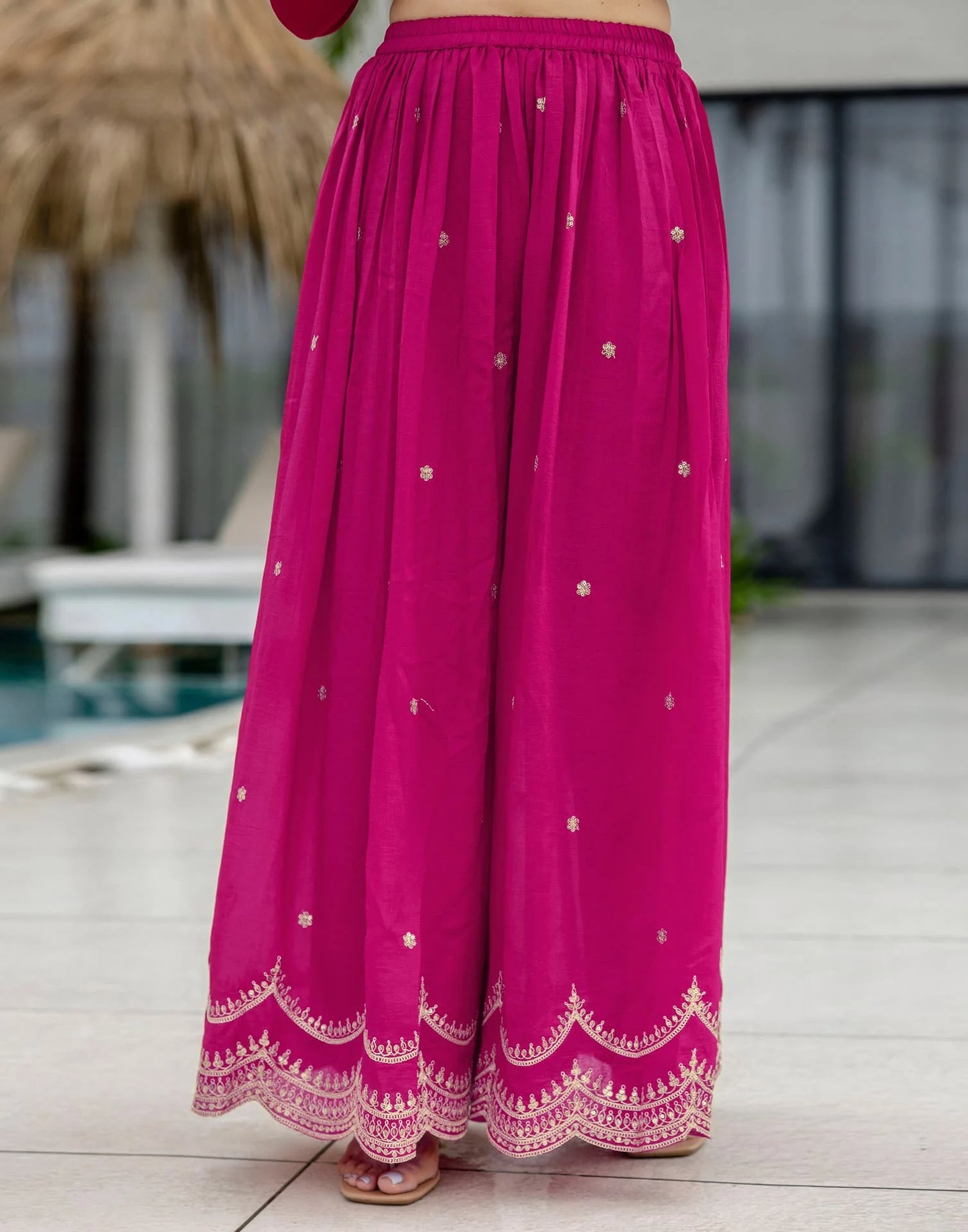 Silk Embroidered Straight Kurta with Pant & Dupatta