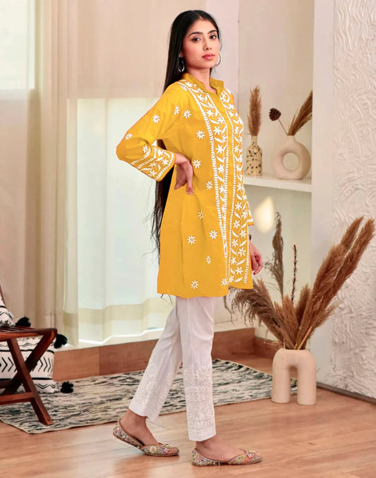 Rayon Embroidered Straight Kurti