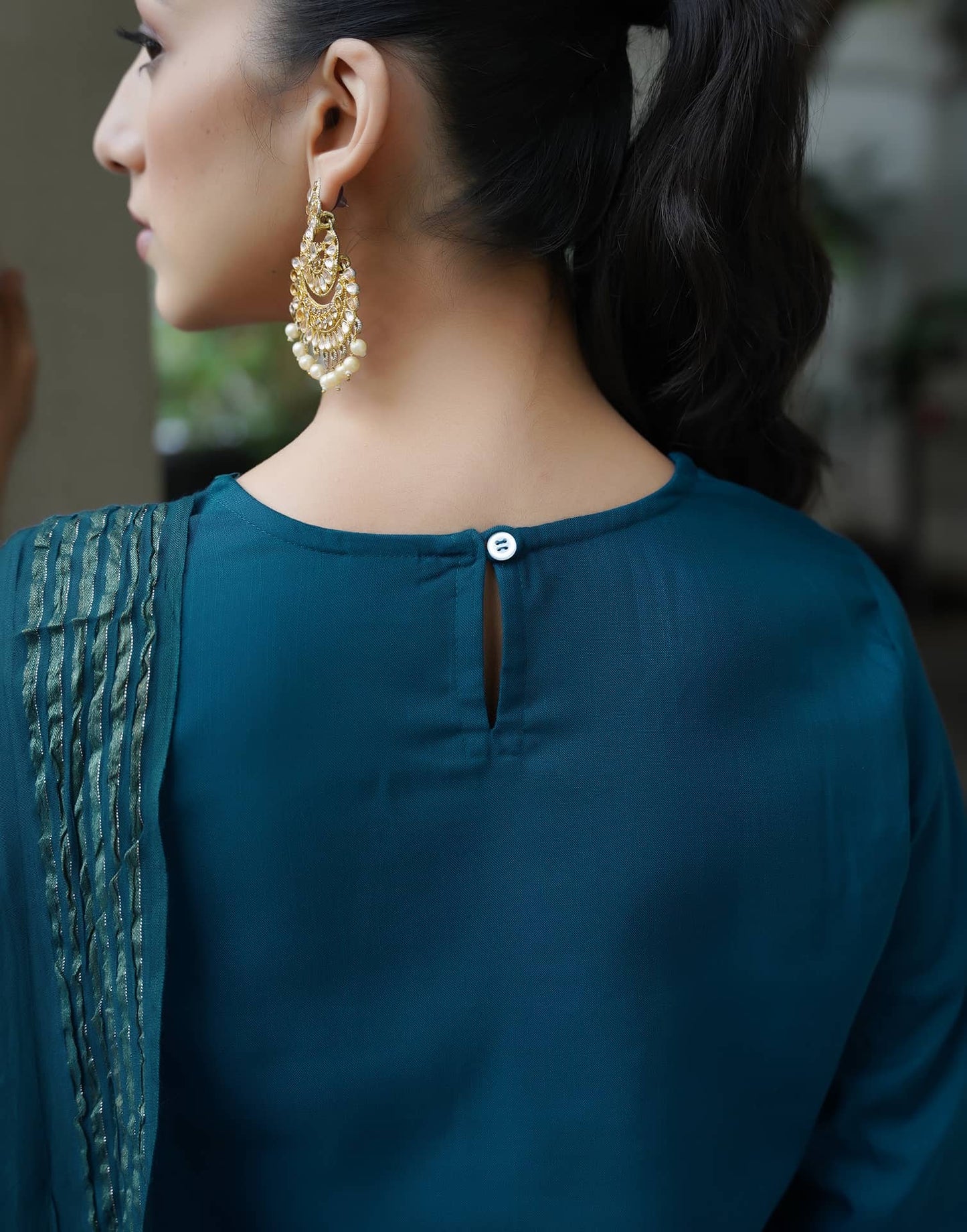 Cotton Blend Embroidered Straight Kurta with Pant & Dupatta
