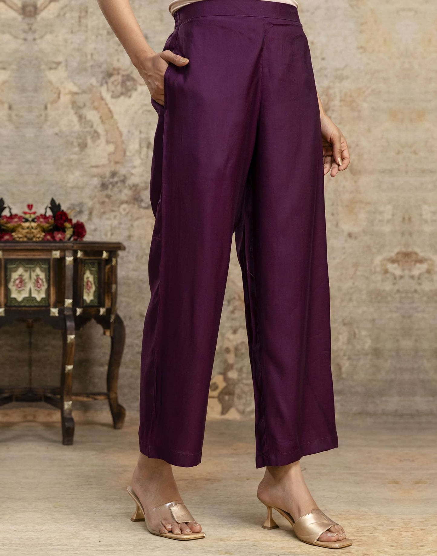 Affordable Wine silk heavy embroidered kurta set with dupatta