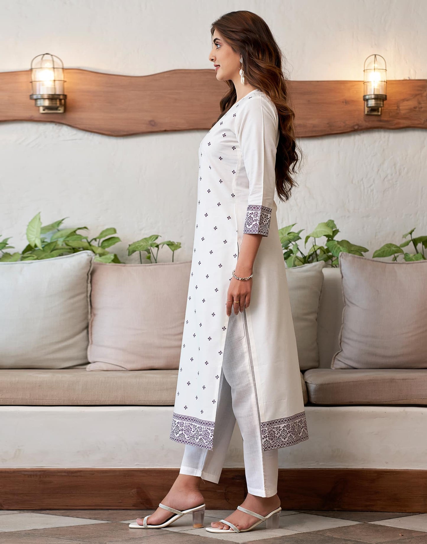 Cotton Solid and Jacquard A-Line Kurta with Pant & Dupatta