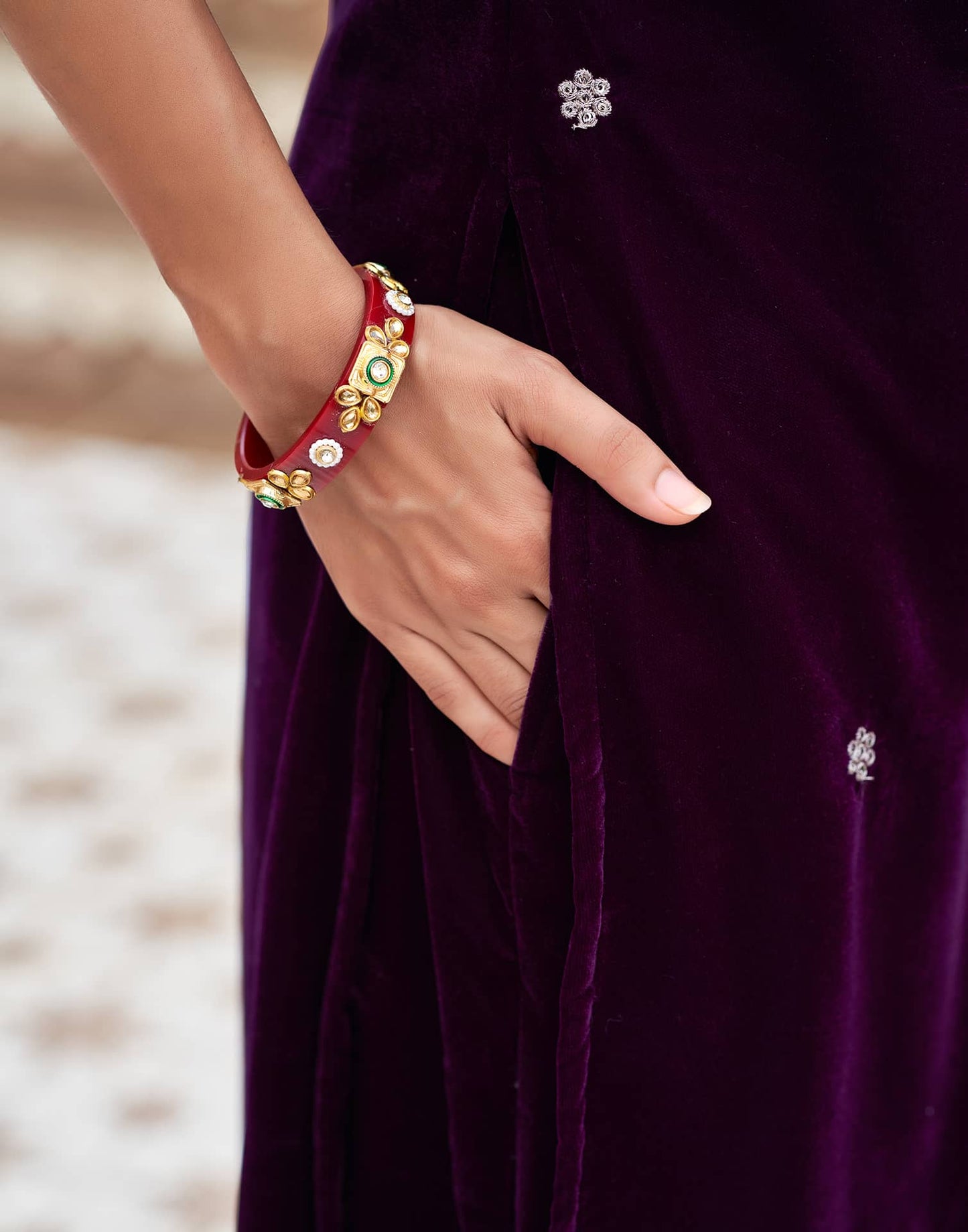 Velvet Dyed, Sequins, Embroidery and Lace Straight Kurta with Pant & Dupatta