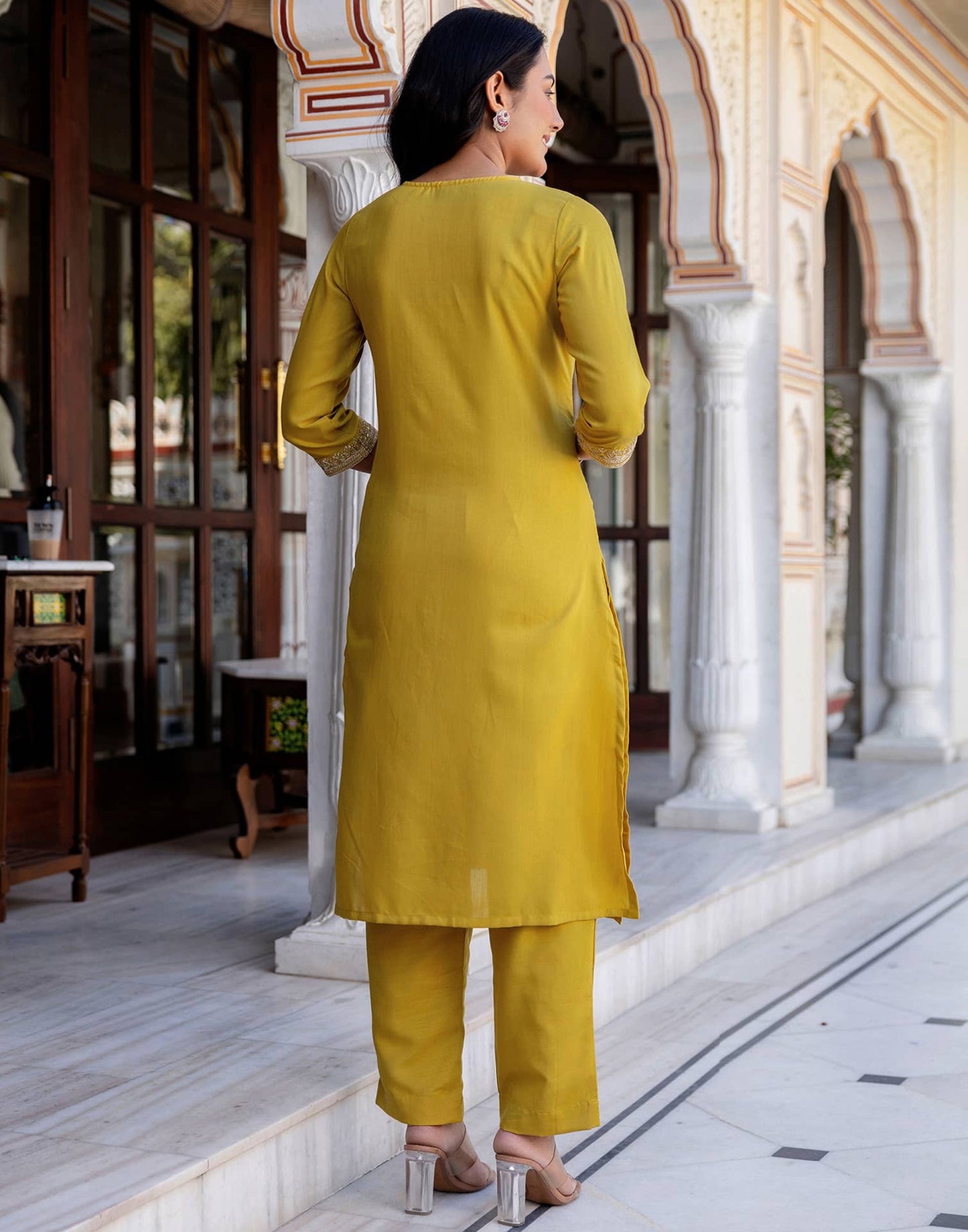 Cotton Blend Embroidery and Sequins Work, Embroidery and Sequins Work Lace Straight Kurta with Pant & Dupatta