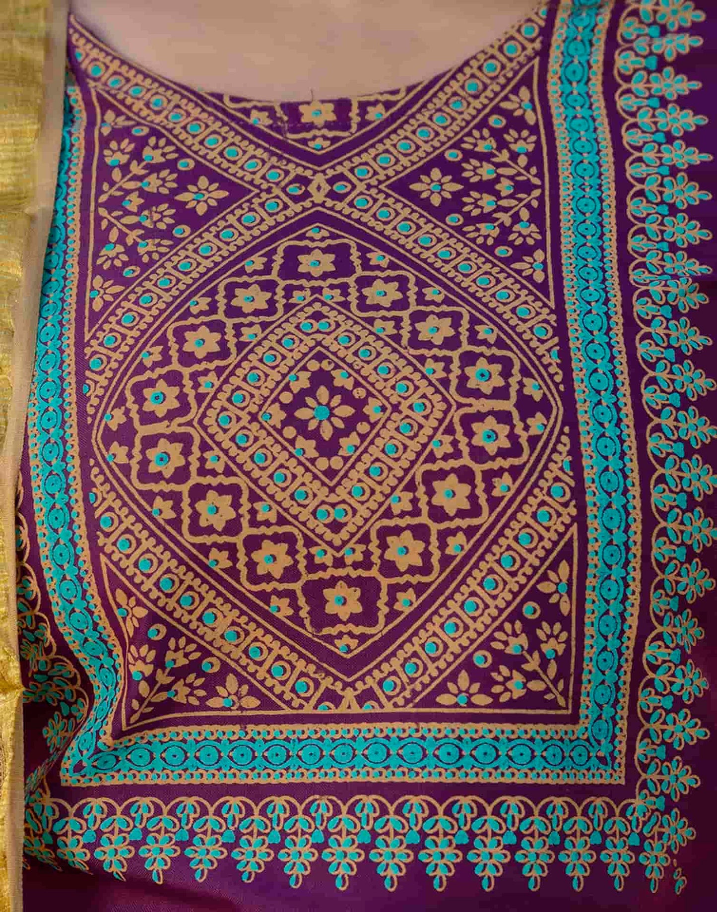 Cotton Blend Table Print Straight Kurta with Pant & Dupatta