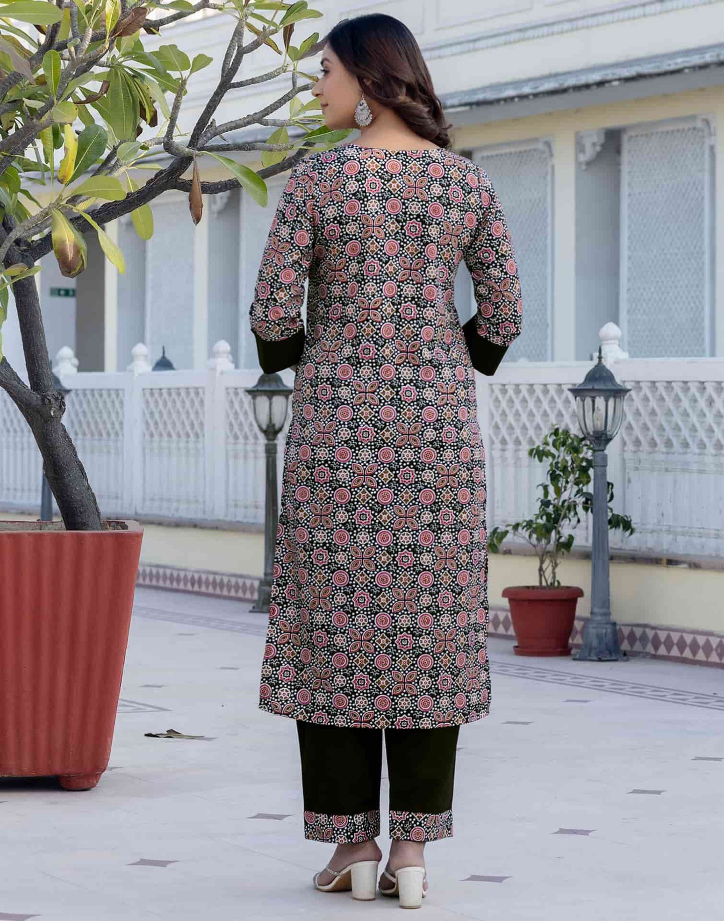 Crepe Floral Printed Straight Kurta with Pant & Dupatta