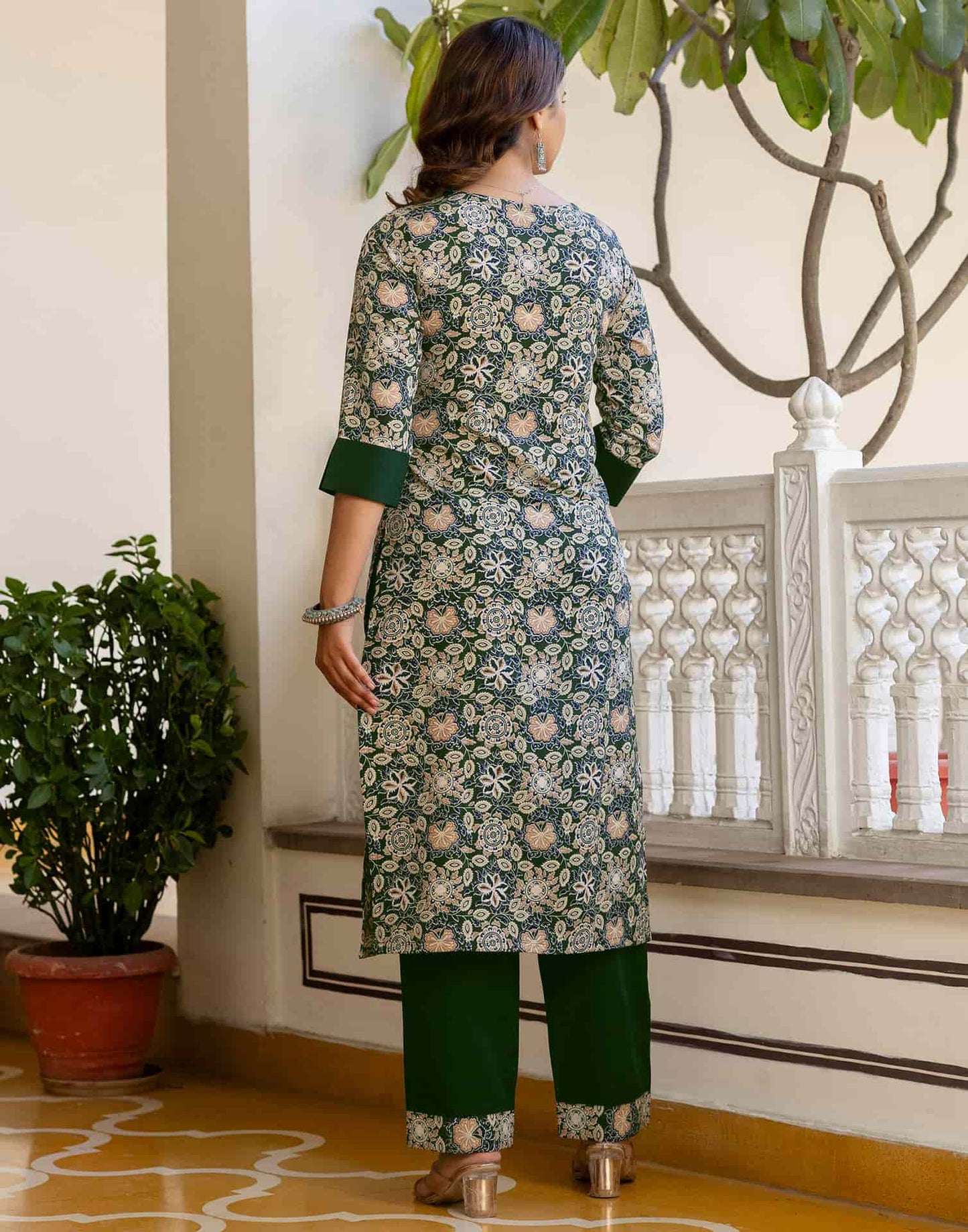 Crepe Floral Printed Straight Kurta with Pant & Dupatta