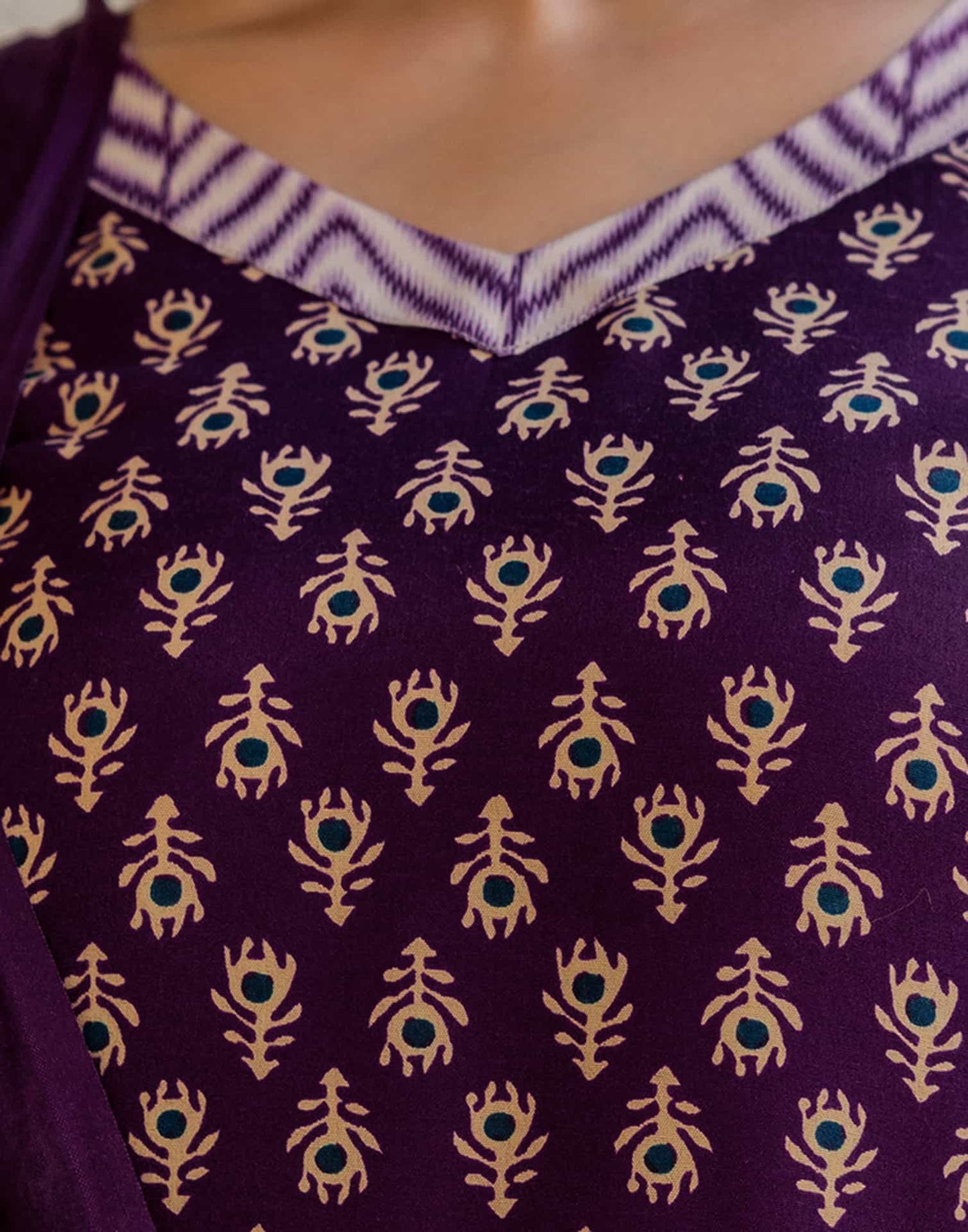 Cotton Blend Printed Lace Straight Kurta with Pant & Dupatta