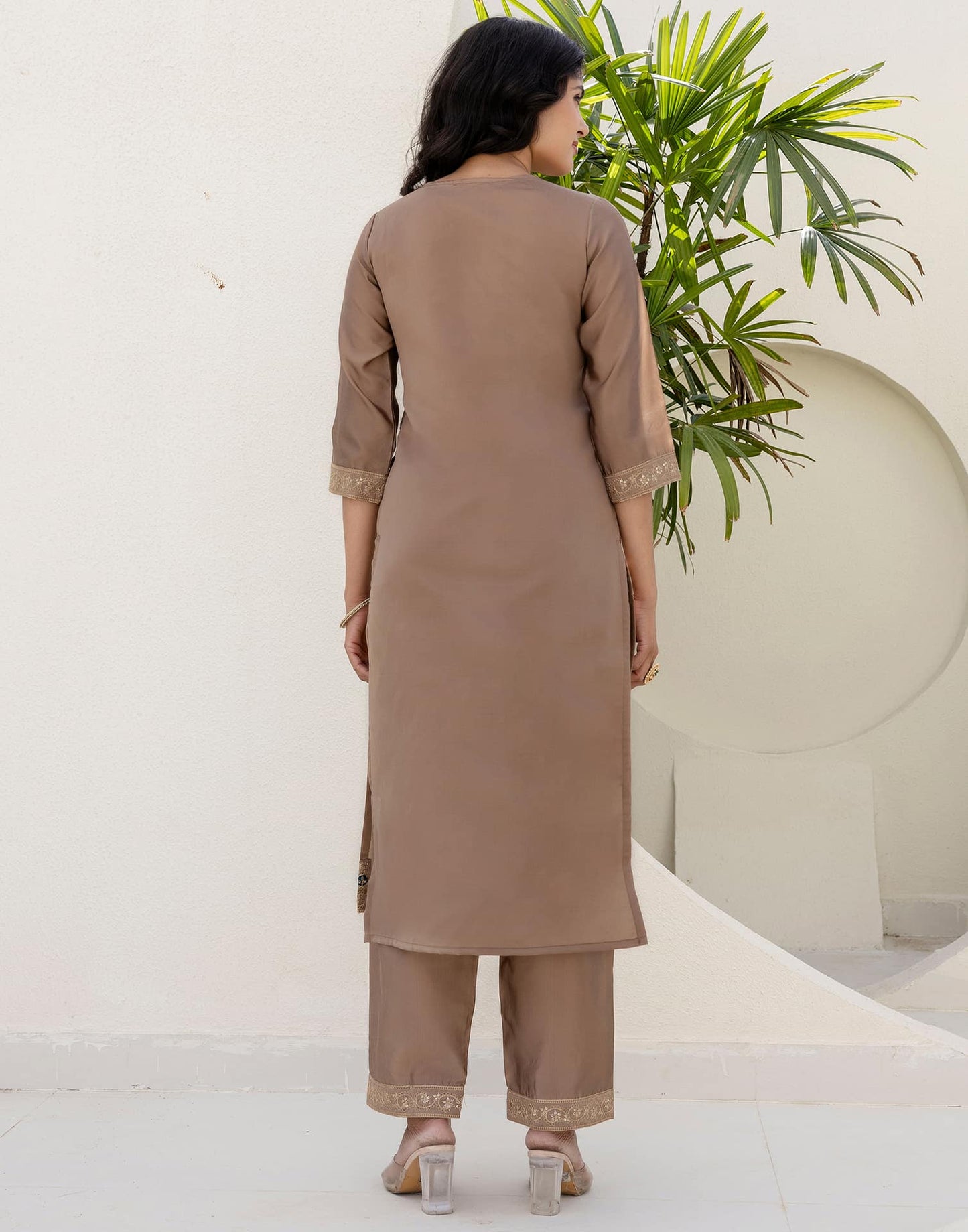 Silk Embroidered Straight Kurta with Pant & Dupatta