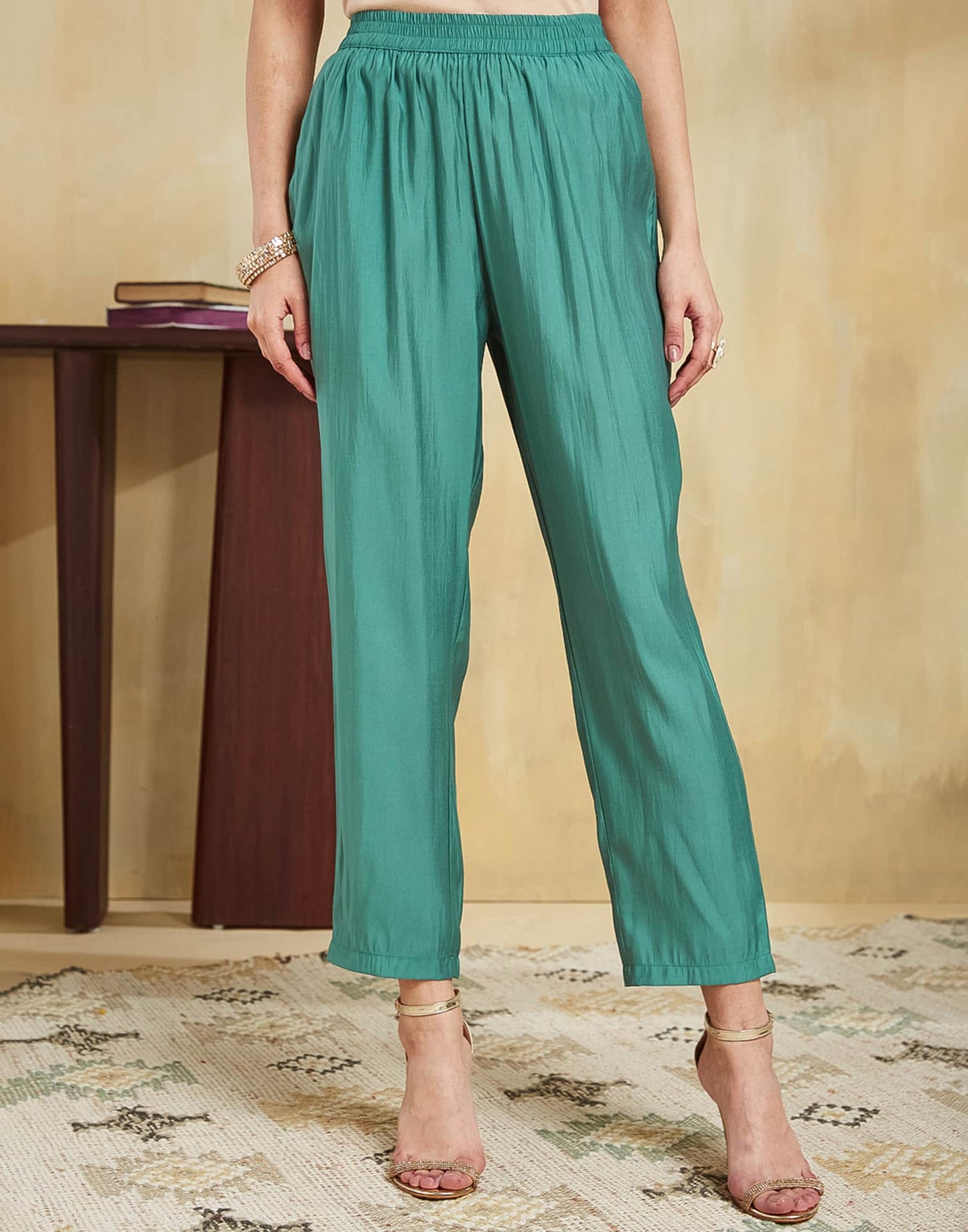 Silk Blend Embroidery Work and Gota Lace Straight Kurta with Pant & Dupatta