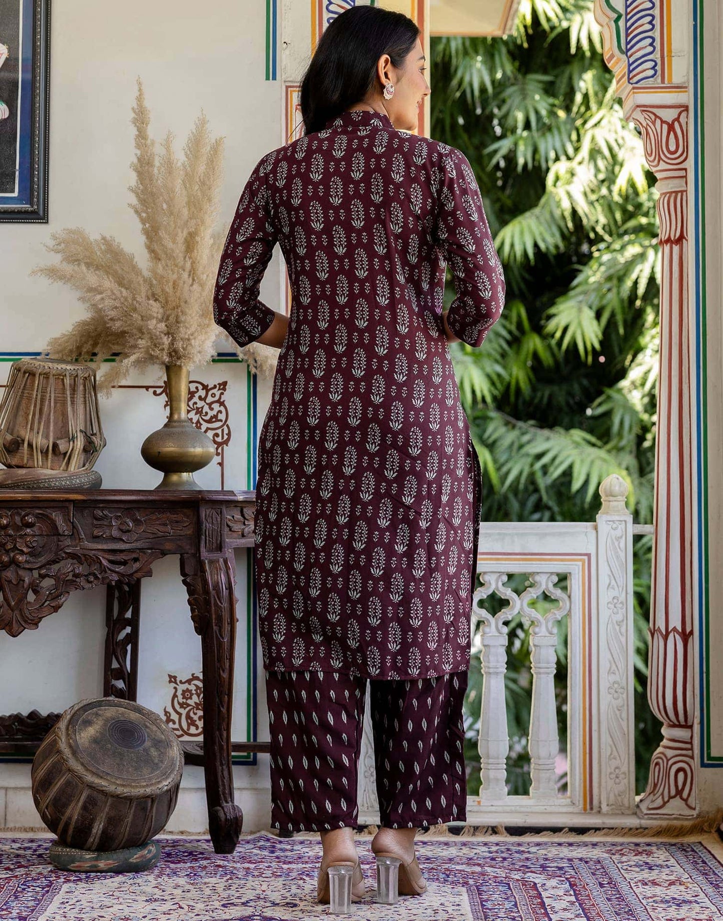 Rayon Printed Straight Kurta with Pant & Dupatta