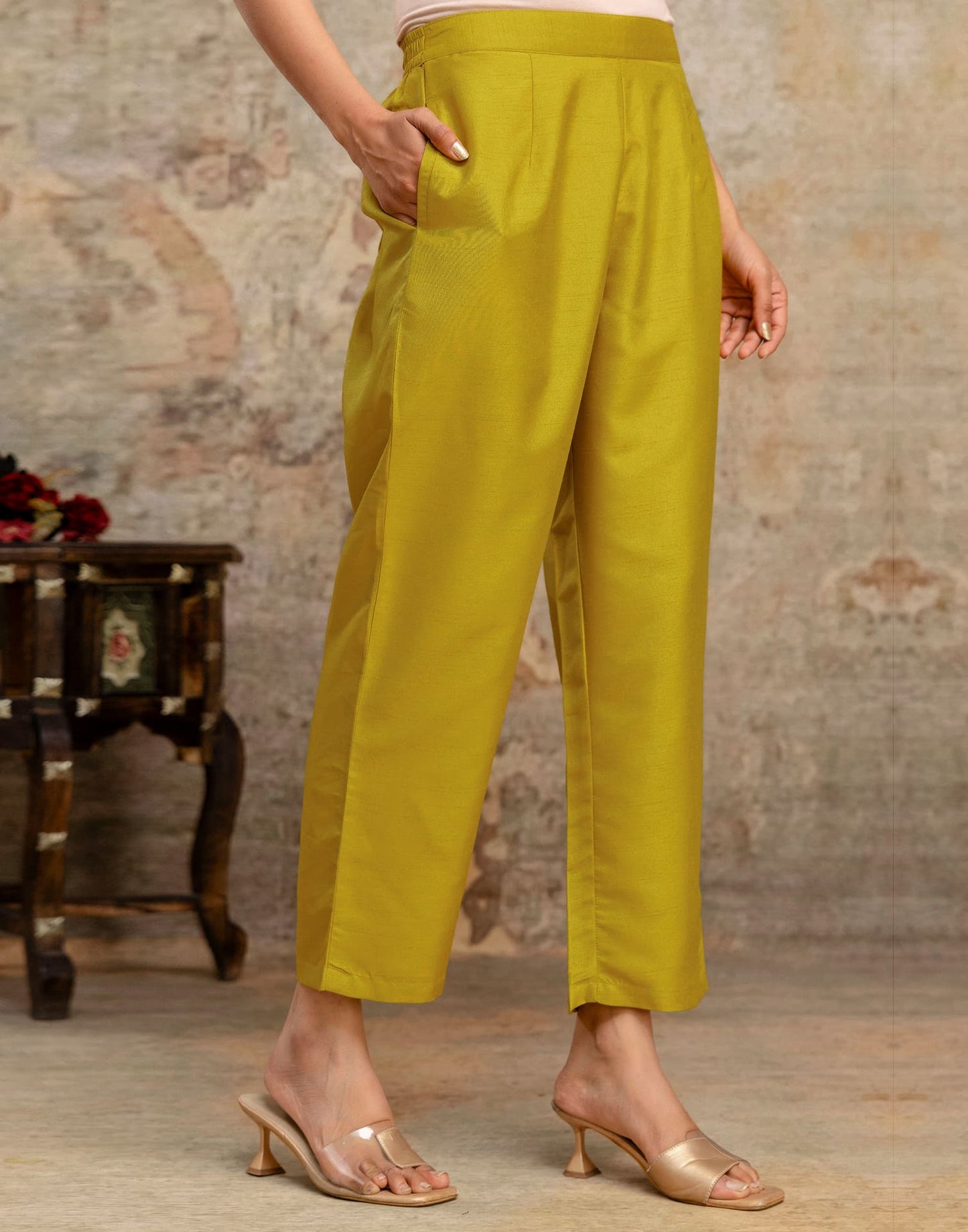 Yellow Silk Embroidered Anarkali Kurta Set with Pant and Dupatta