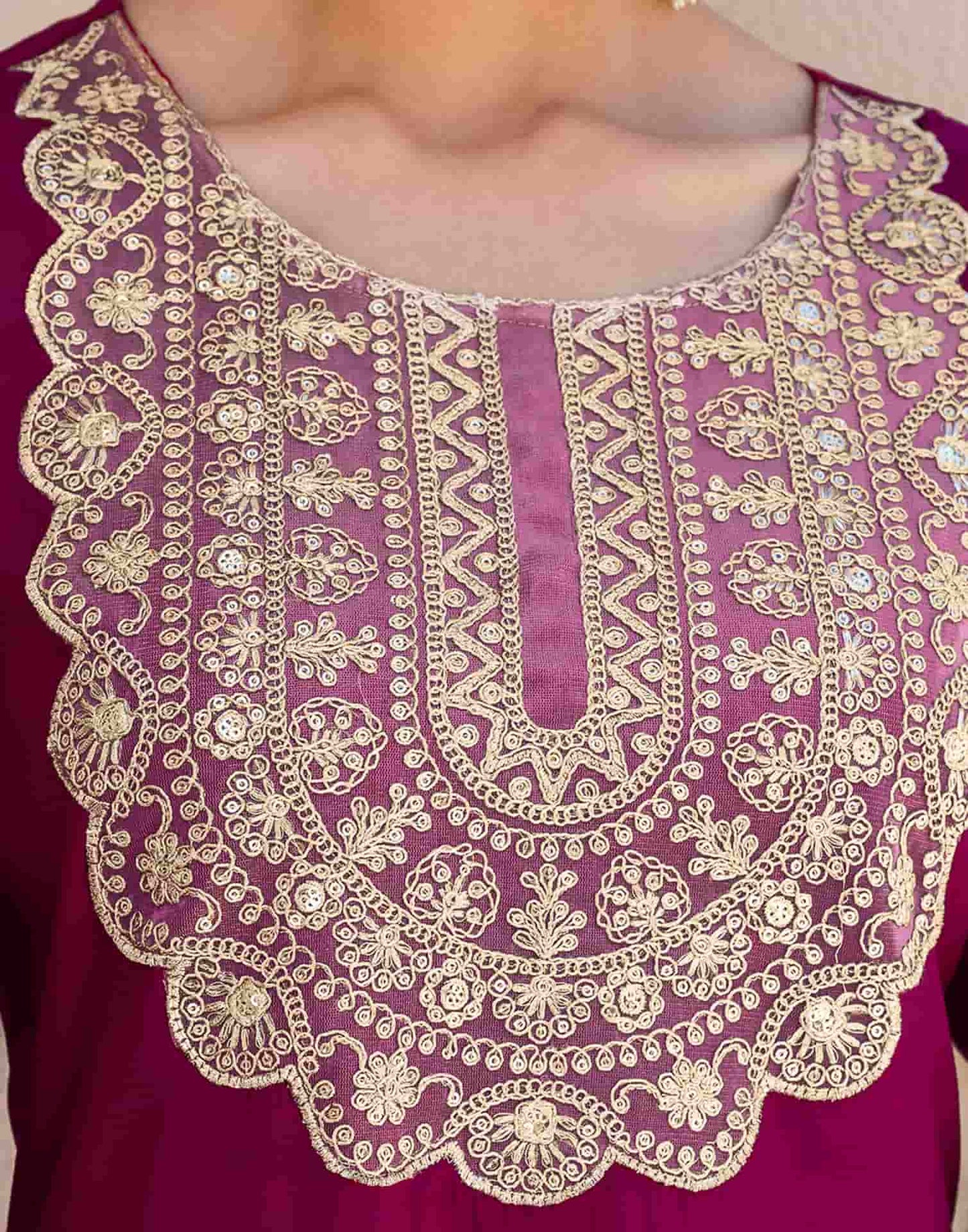 Silk Blend Embroidery and Sequins Work Straight Kurta with Pant & Dupatta