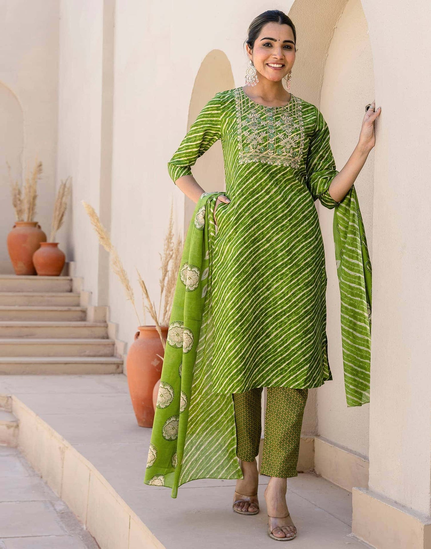 Cotton Embroidery and Sequins Work, Printed