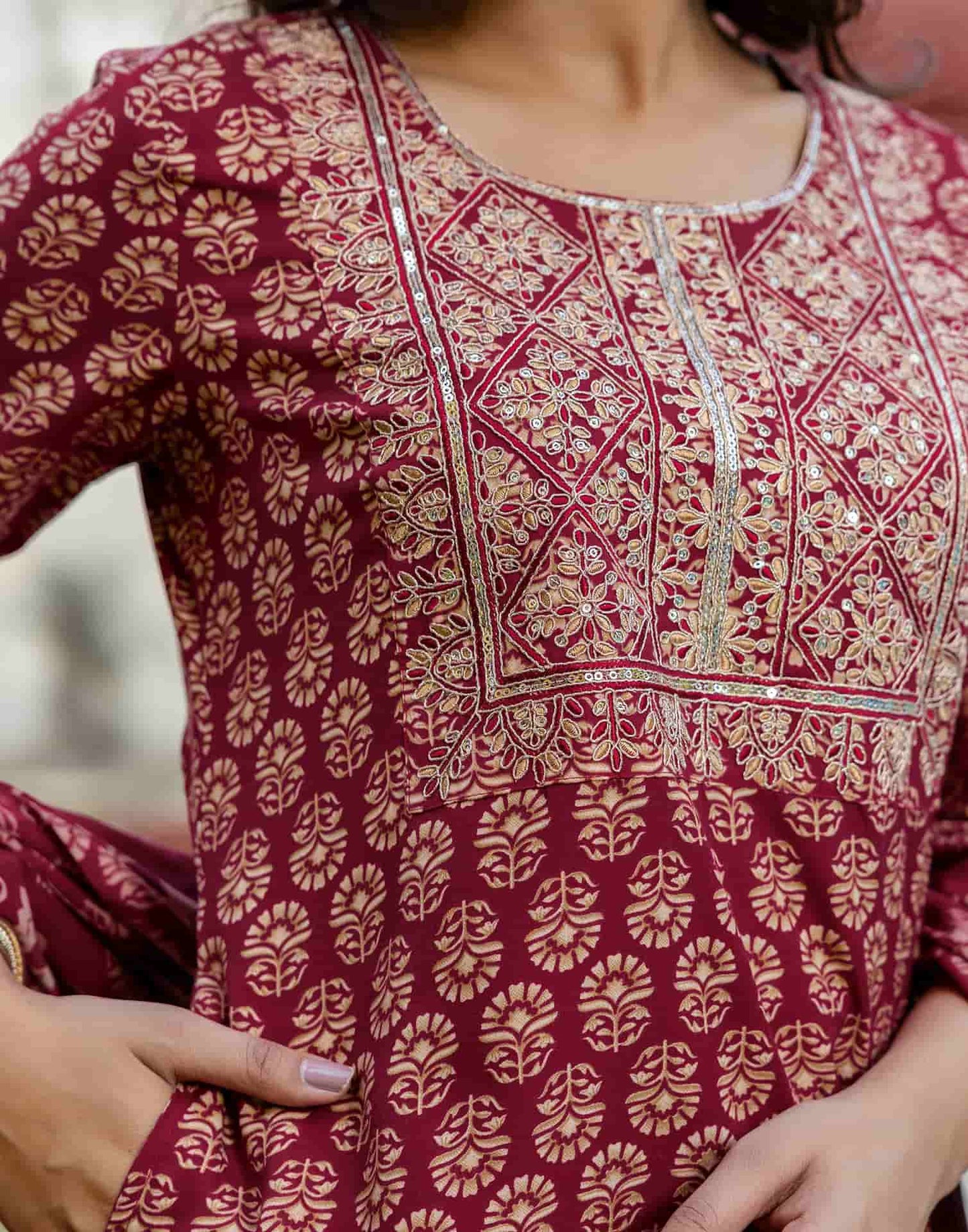 Cotton Printed Straight Kurta with Pant & Dupatta