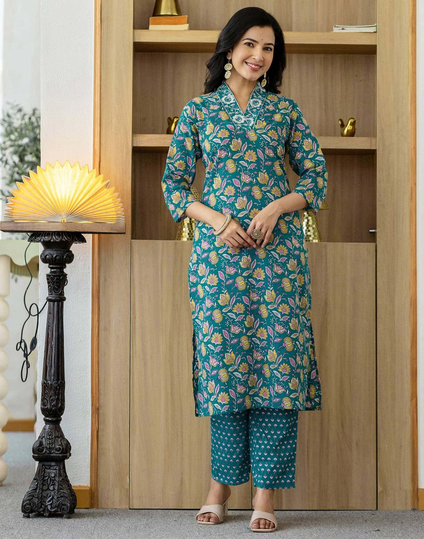 Cotton Printed and Embroidery Lace Anarkali Kurta with Pant & Dupatta