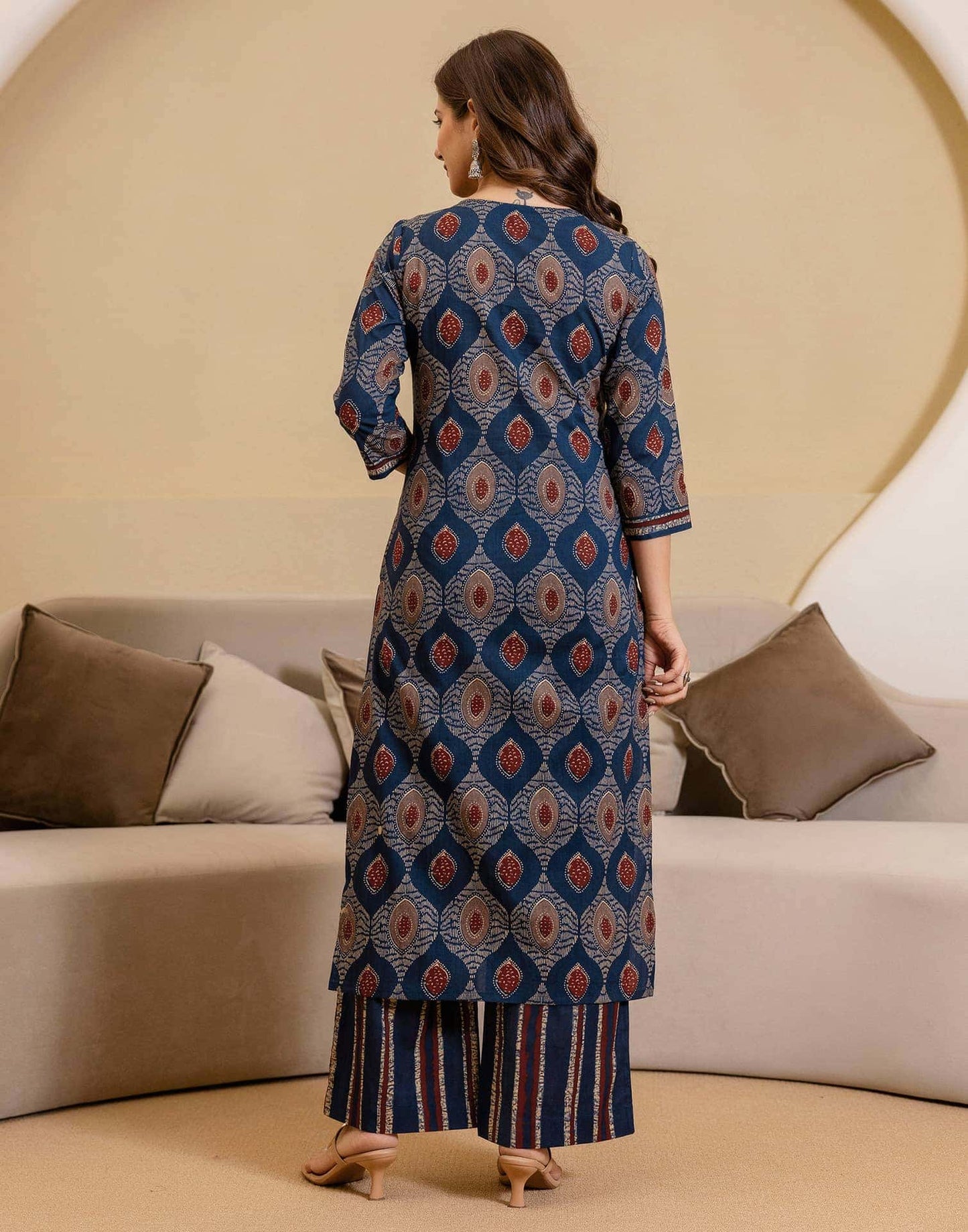 Cotton Printed Straight Kurta with Pant & Dupatta