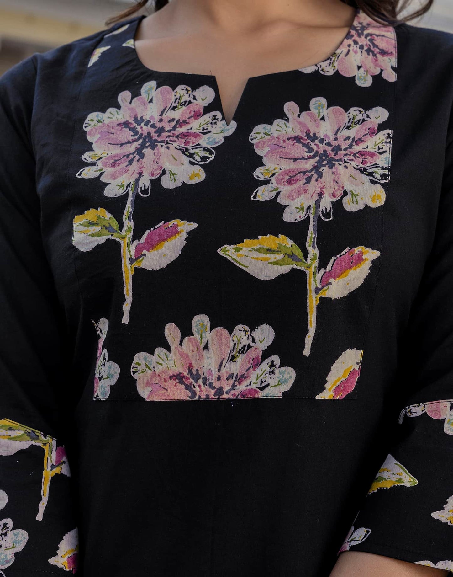 Cotton Floral Printed A-Line Kurta with Pant & Dupatta