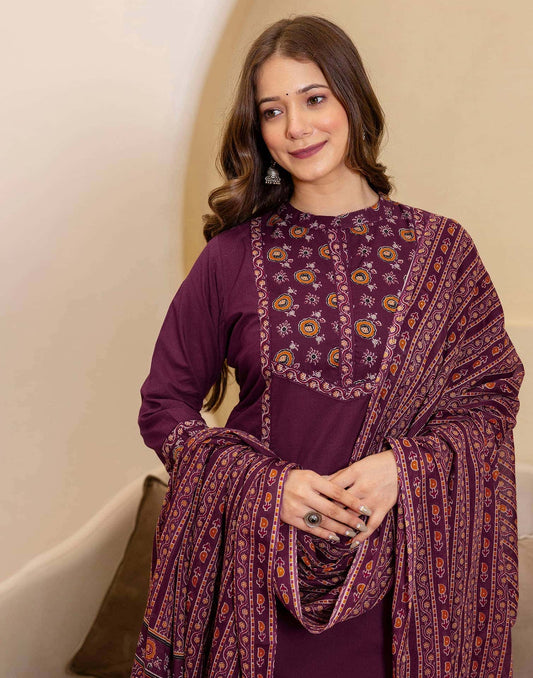 Cotton Printed Straight Kurta with Pant & Dupatta