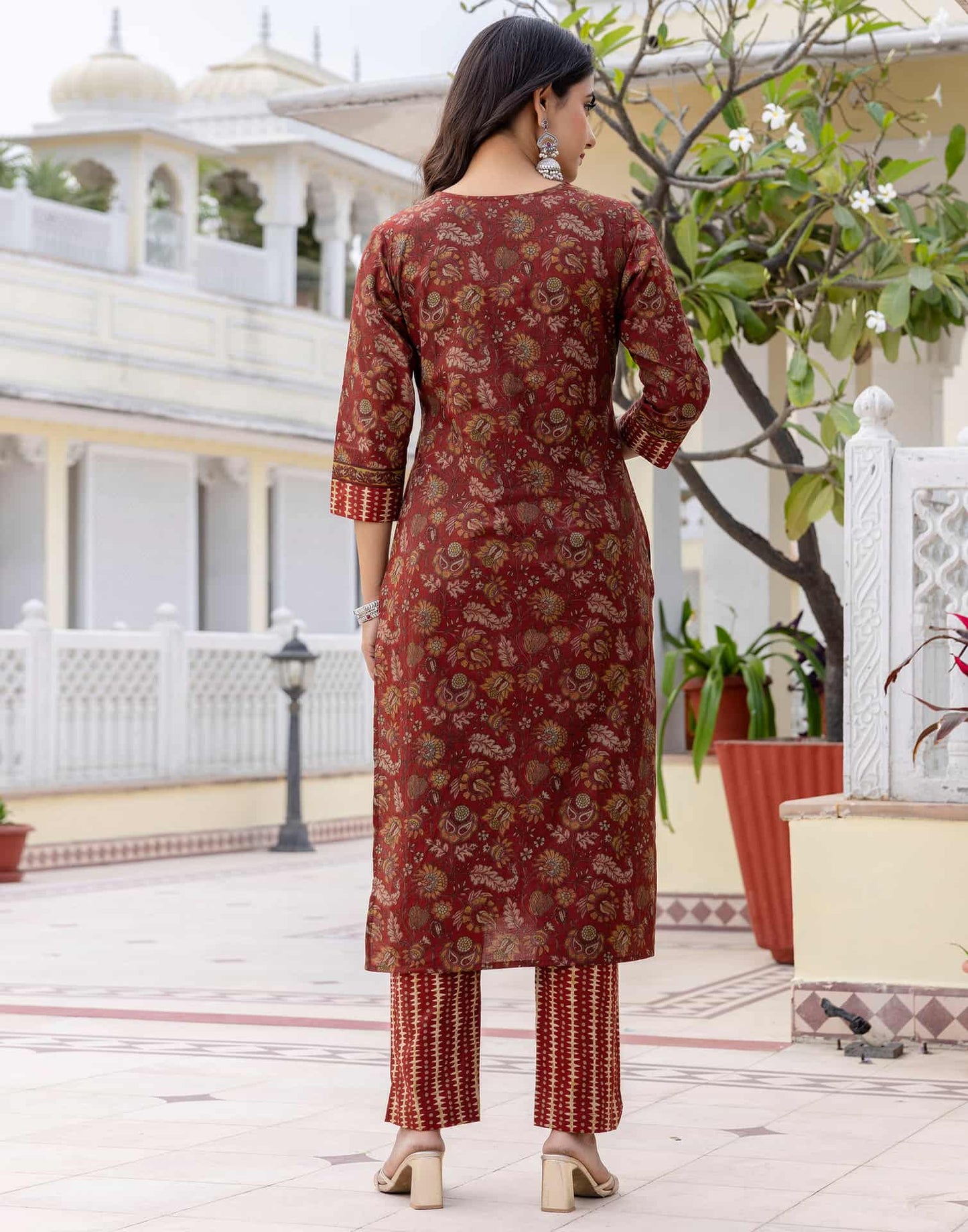 Cotton Printed A-Line Kurta with Pant & Dupatta
