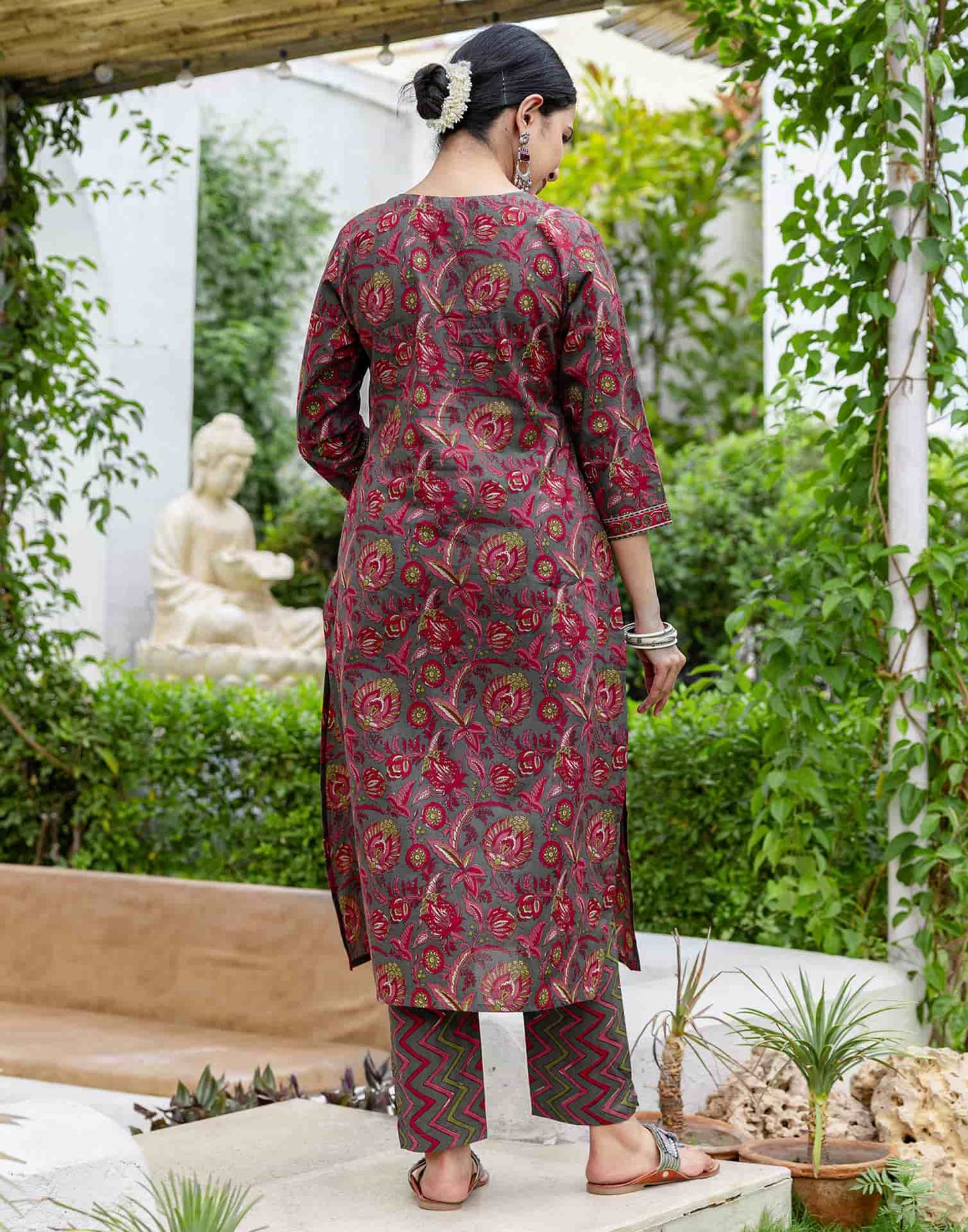 Cotton Printed A-Line Kurta with Pant & Dupatta