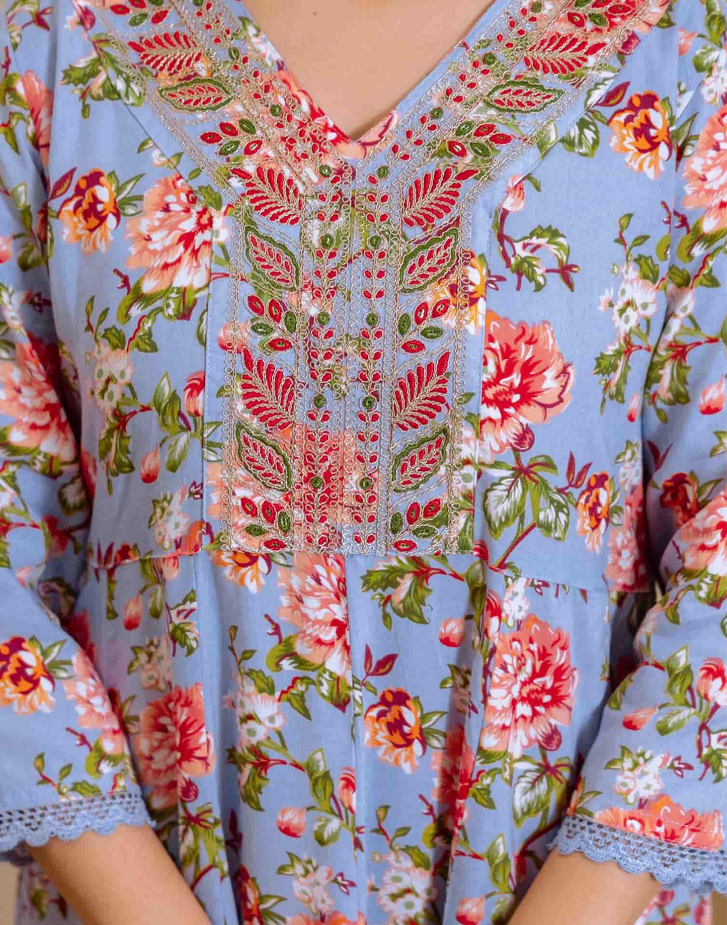 Cotton Printed Anarkali Kurta with Pant & Dupatta