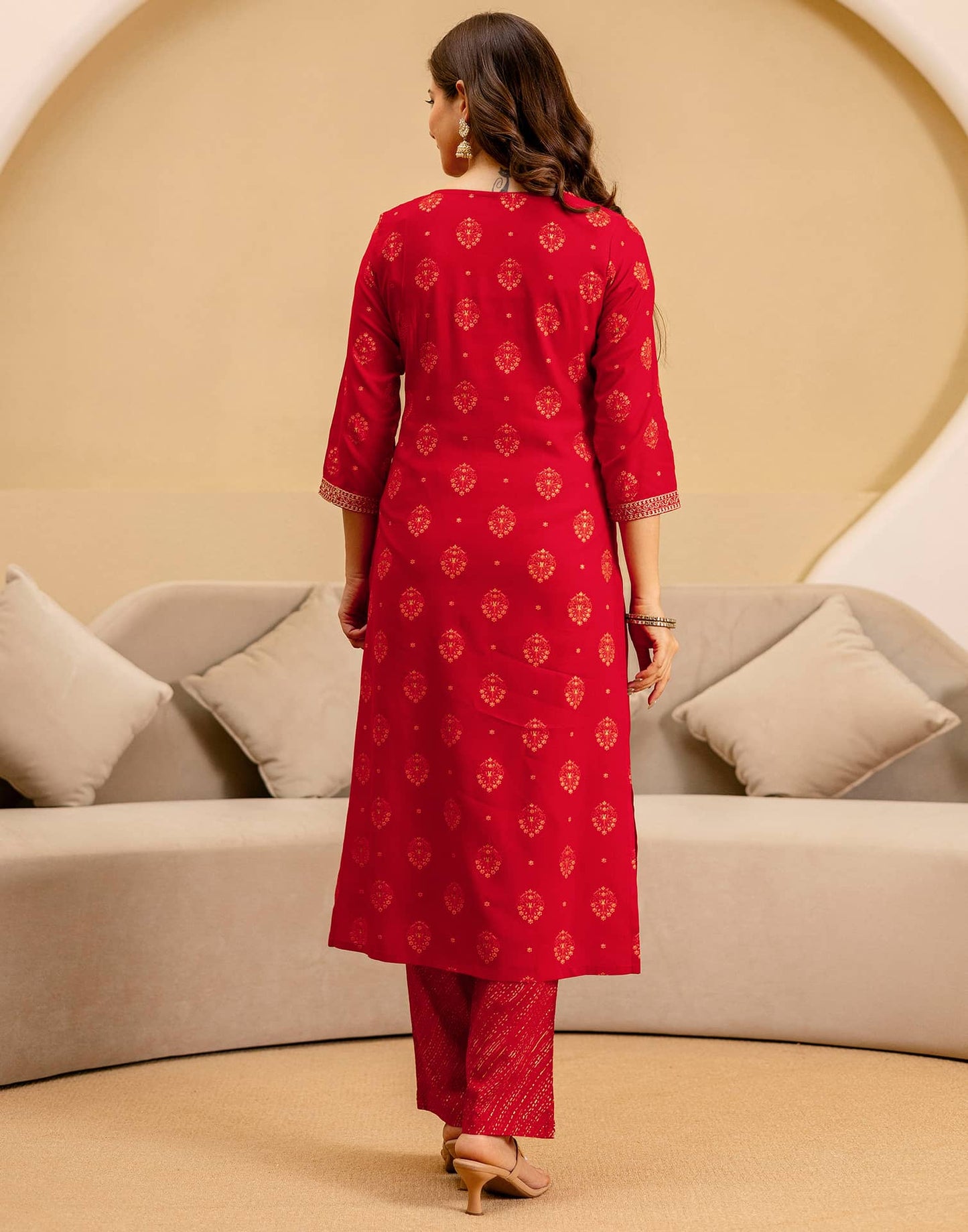 Cotton Embroidered Straight Kurta with Pant & Dupatta