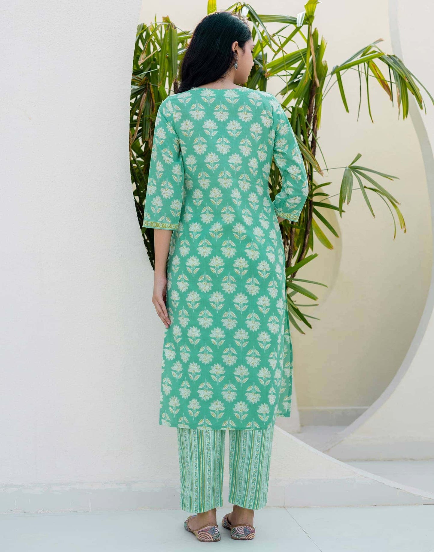 Cotton Printed, Embroidery and Mirror Work, Lace Straight Kurta with Pant & Dupatta