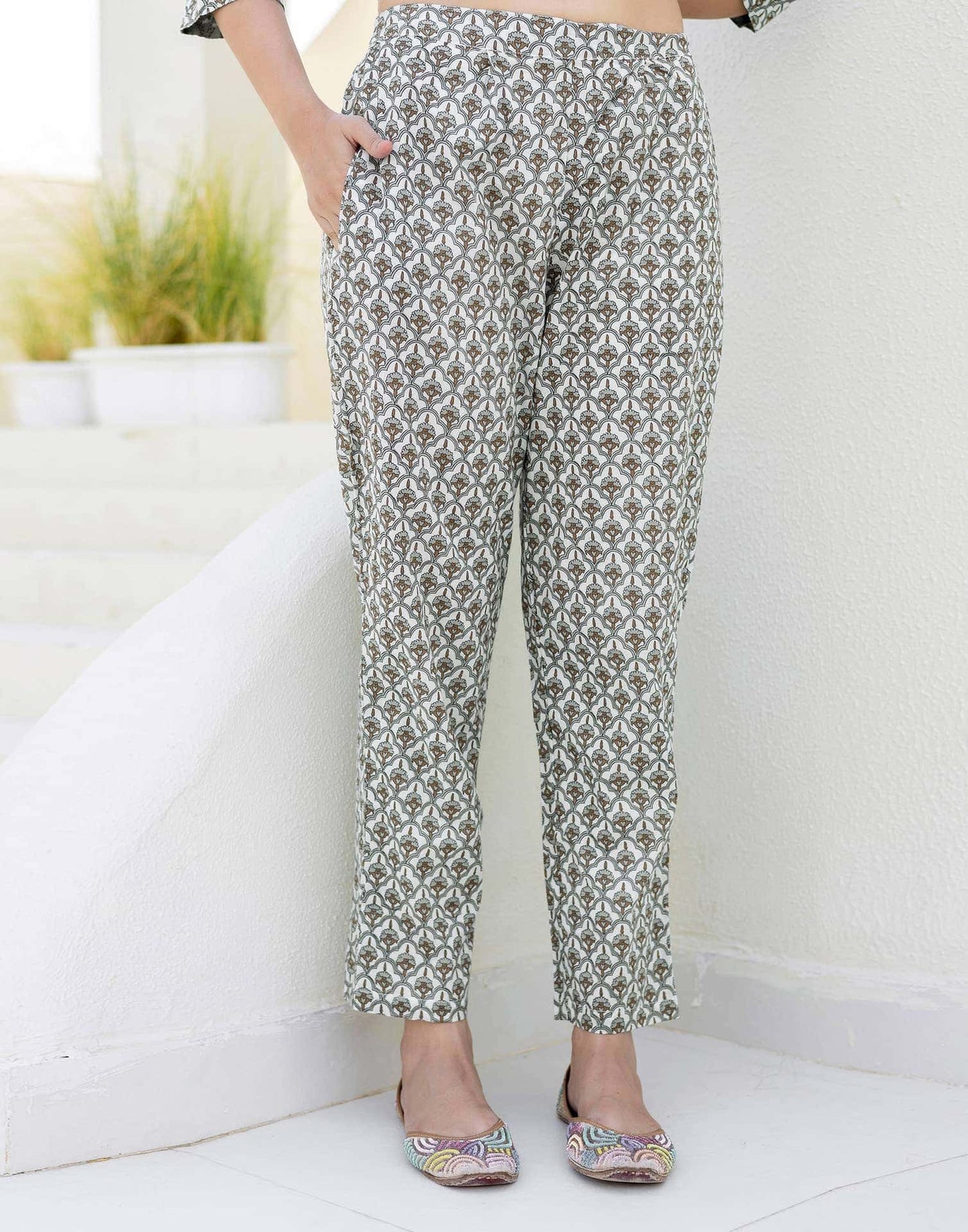 Cotton Printed, Tassels, Fabric Lace Straight Kurta with Pant & Dupatta