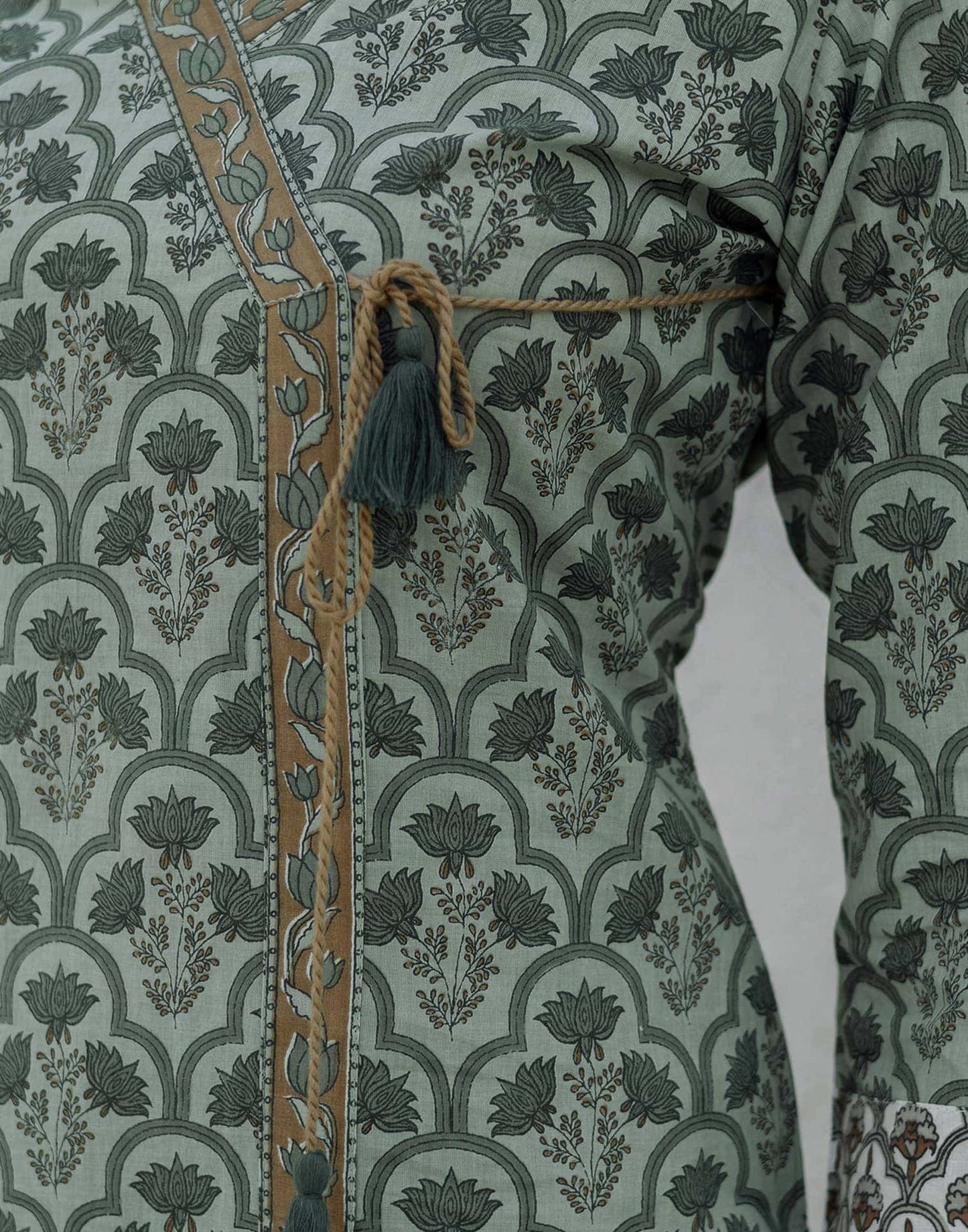 Cotton Printed, Tassels, Fabric Lace Straight Kurta with Pant & Dupatta