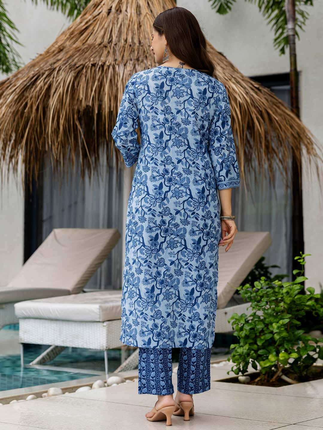 Cotton Printed Straight Kurta with Pant & Dupatta