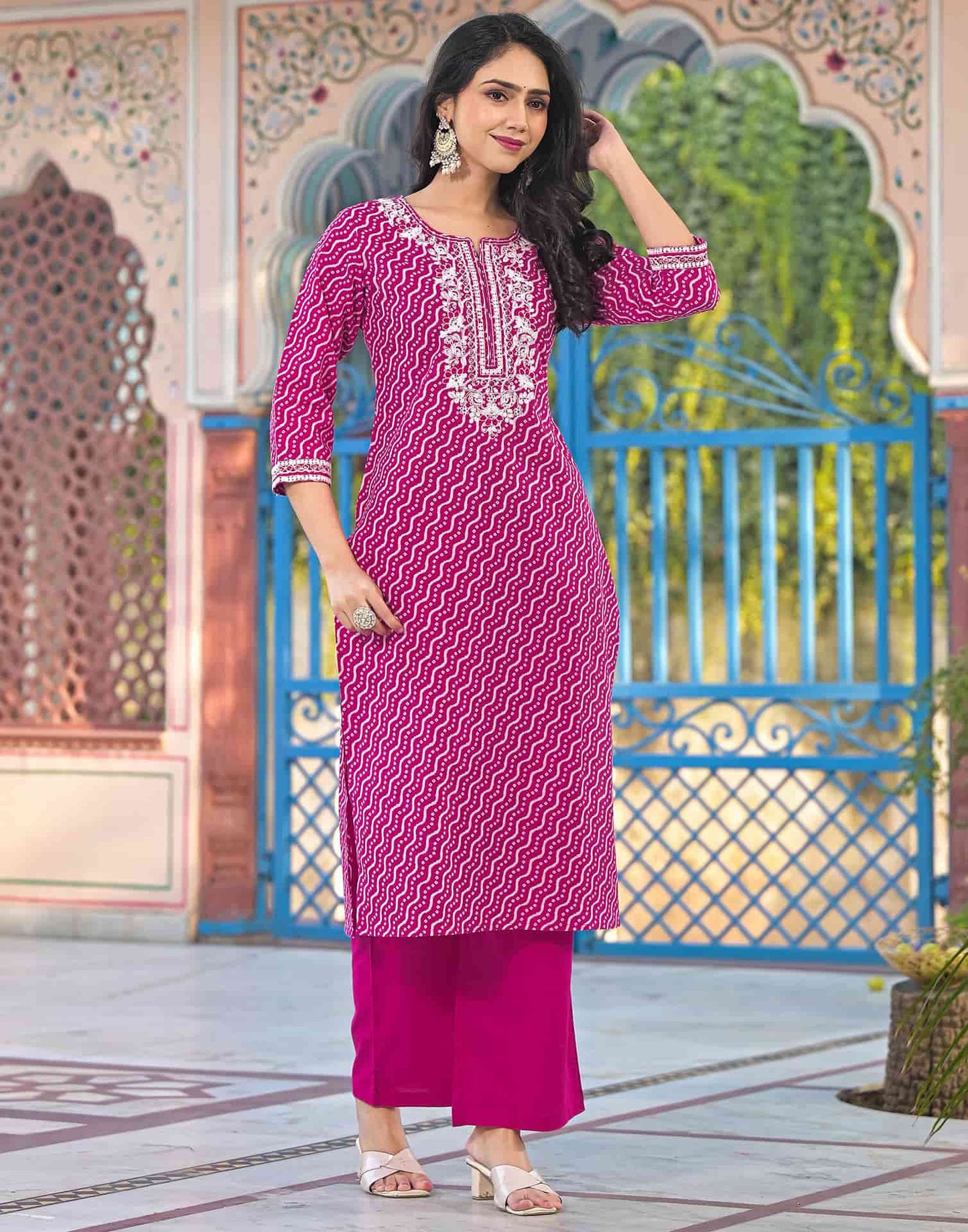 Cotton Printed Straight Kurta with Pant & Dupatta