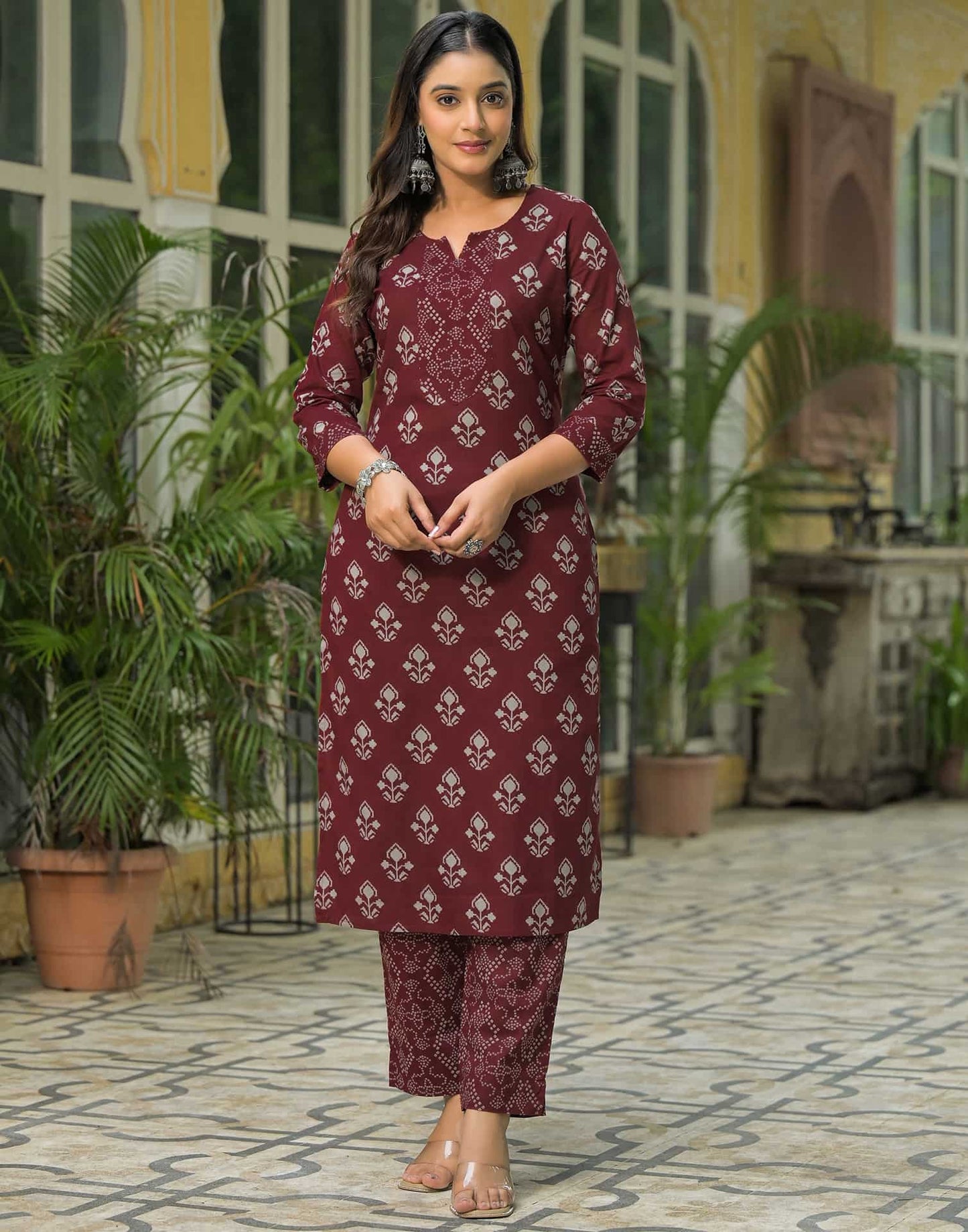 Cotton Printed Straight Kurta with Pant & Dupatta