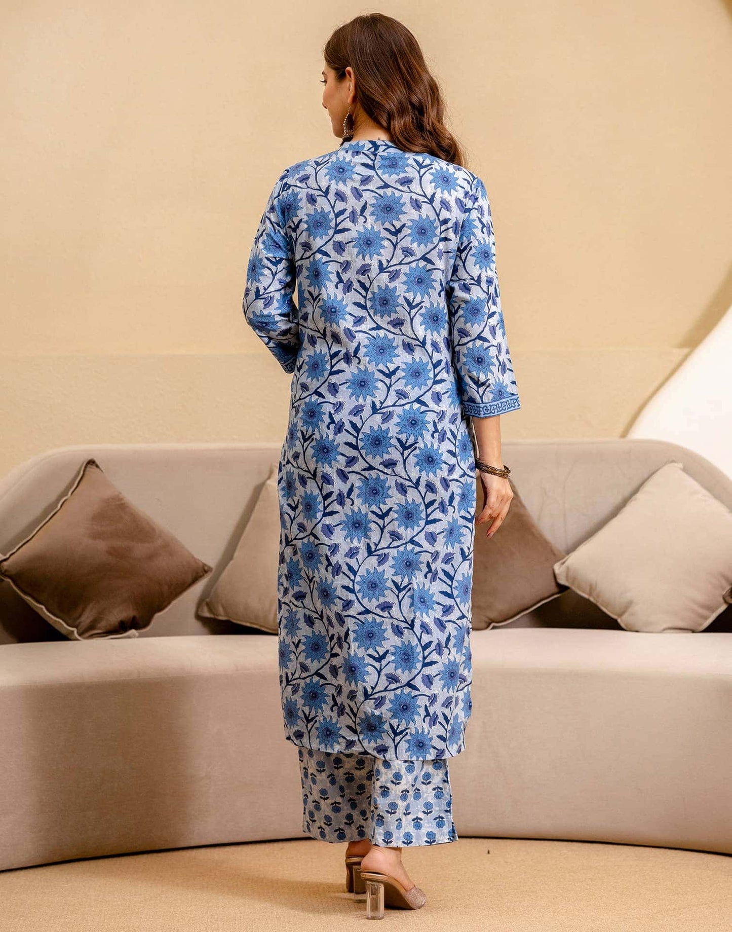 Cotton Printed Straight Kurta with Pant & Dupatta