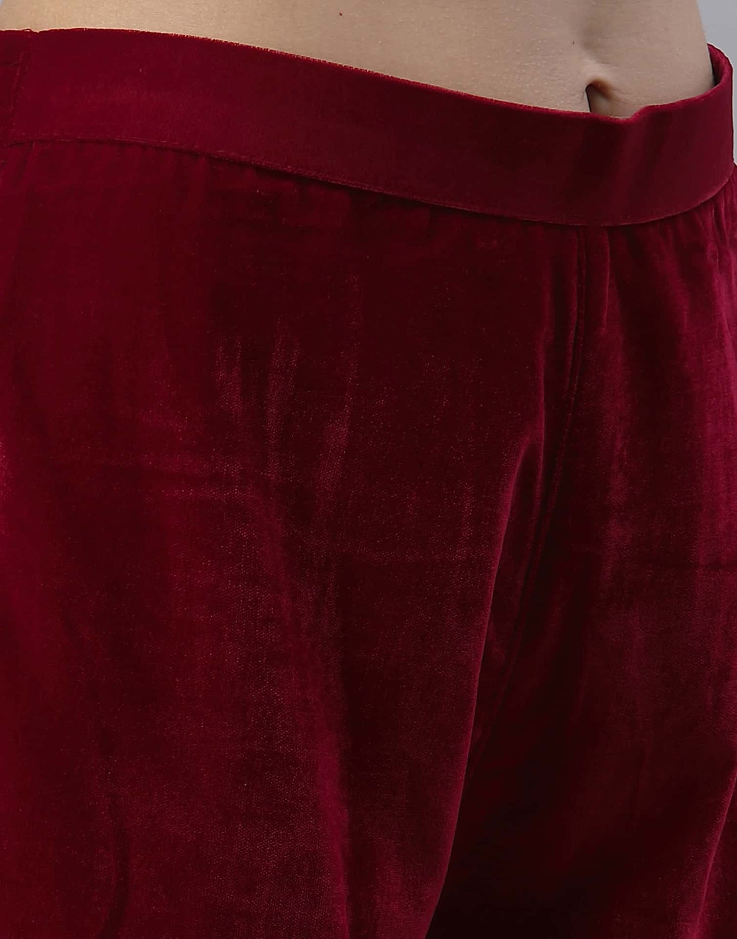 Velvet Embroidery Straight Kurta with Pant & Dupatta