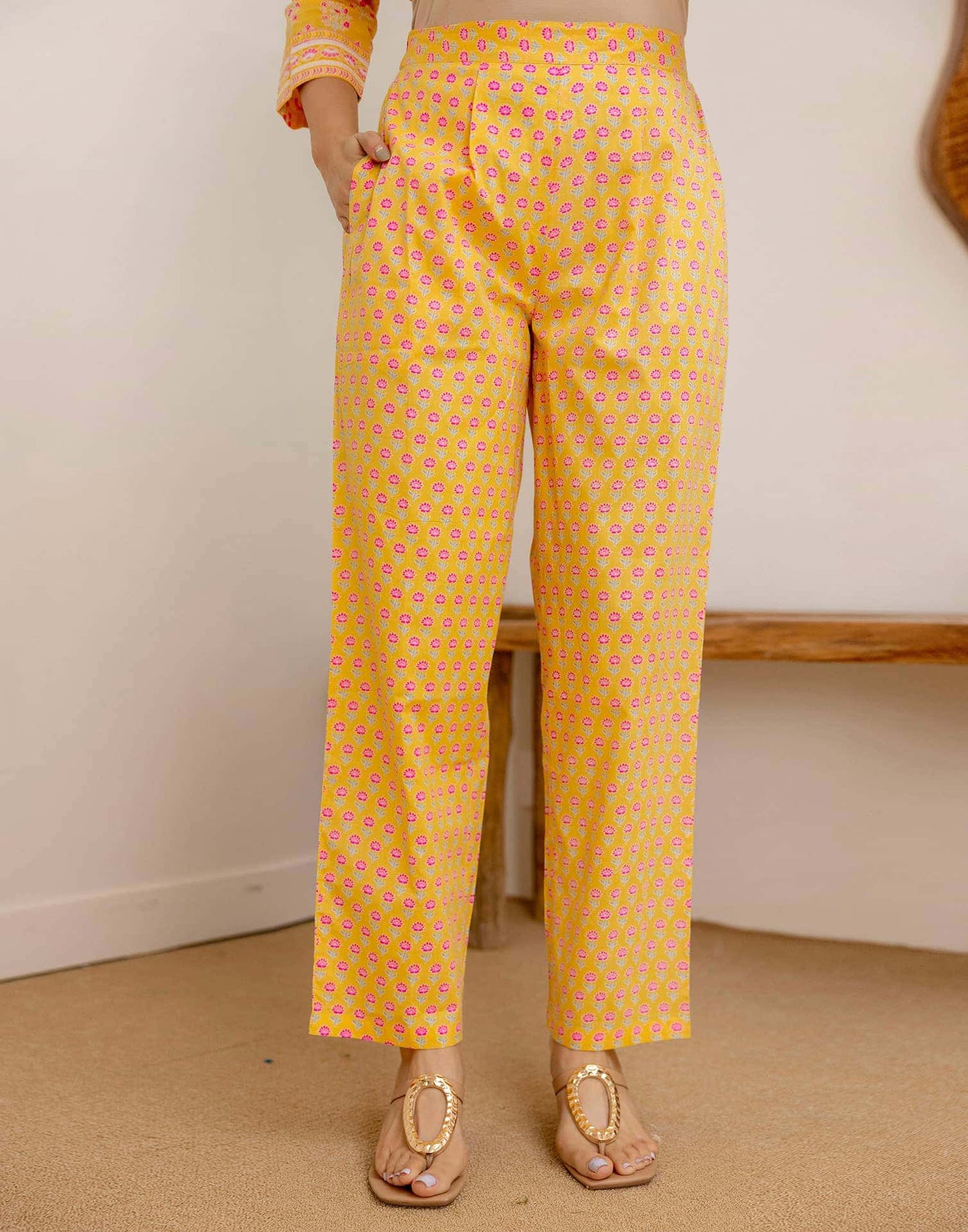 Cotton Printed Straight Kurta with Pant & Dupatta