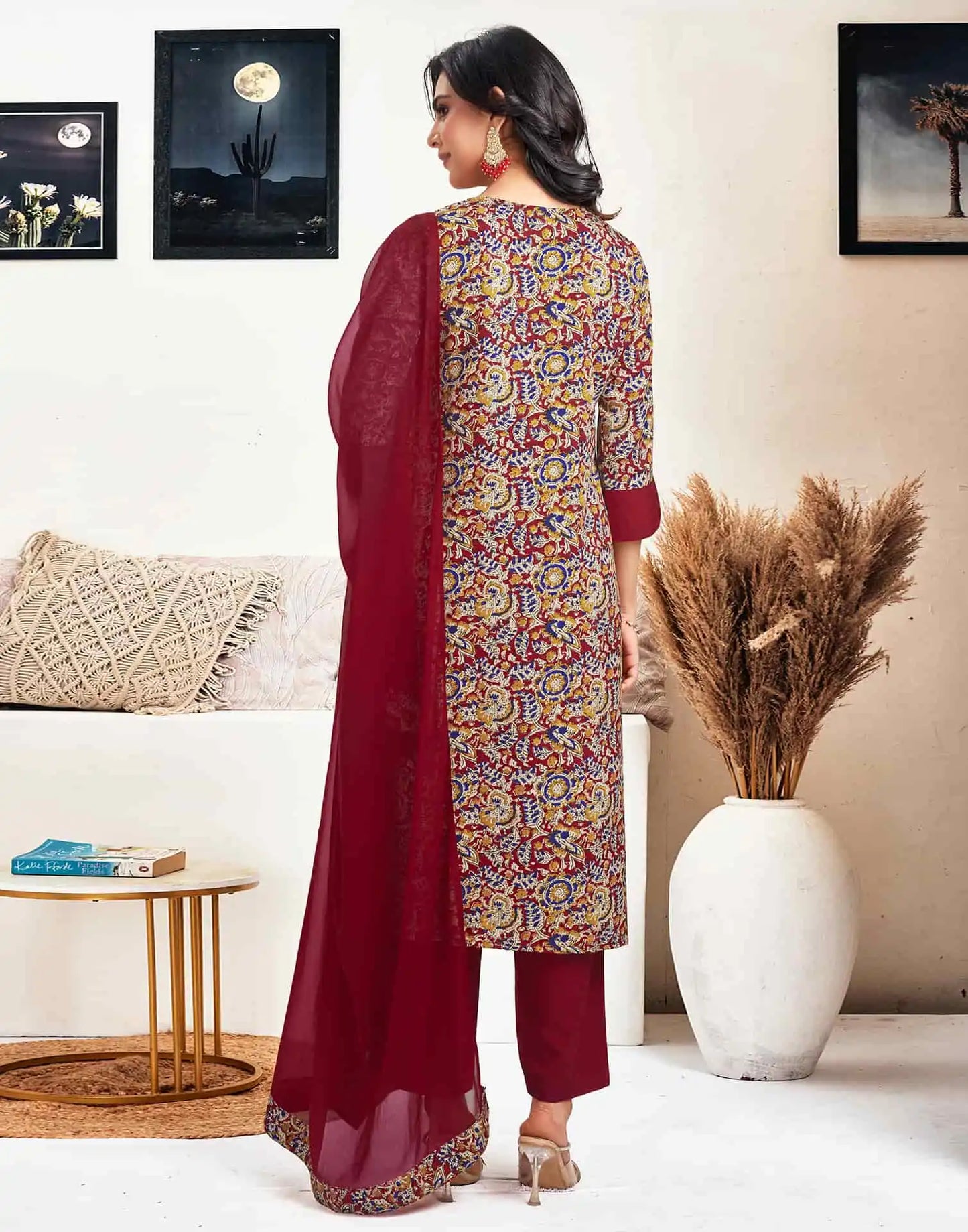 Crepe Printed Straight Kurta with Pant & Dupatta