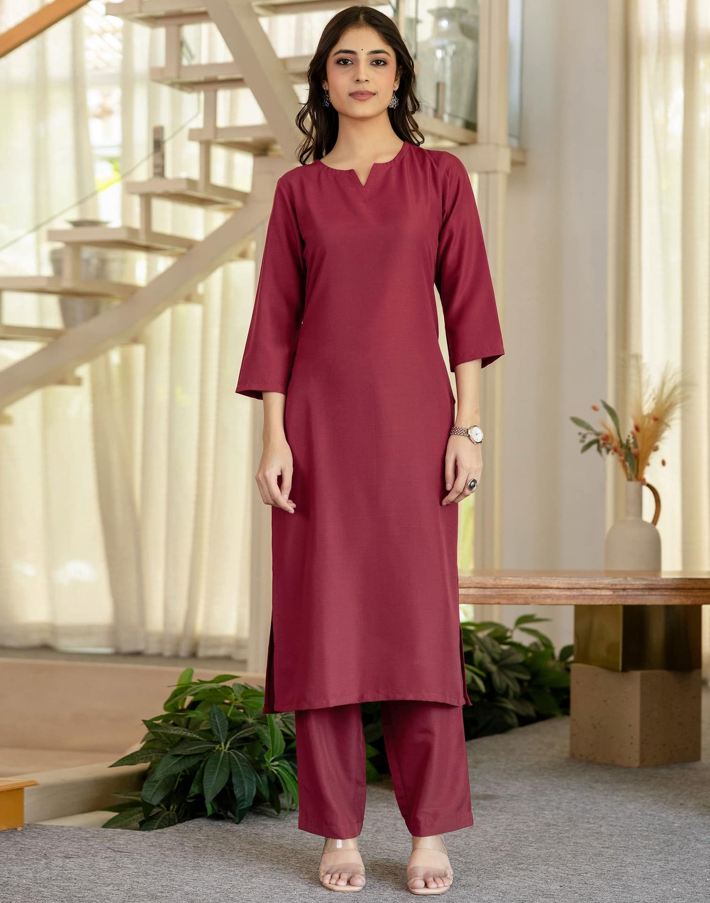 Cotton Solid Straight Kurta with Pant & Dupatta