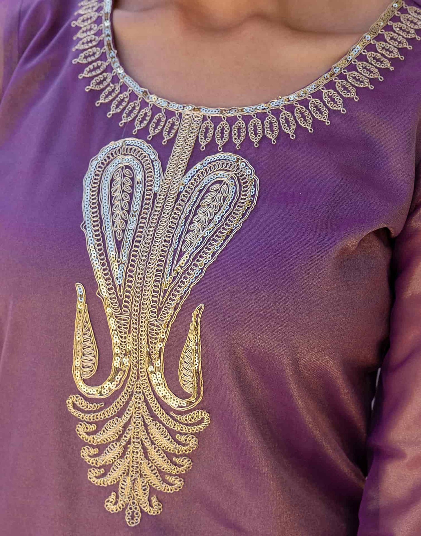 Net Sequins Work, Embroidery and Embroidery Lace Straight Kurta with Pant & Dupatta