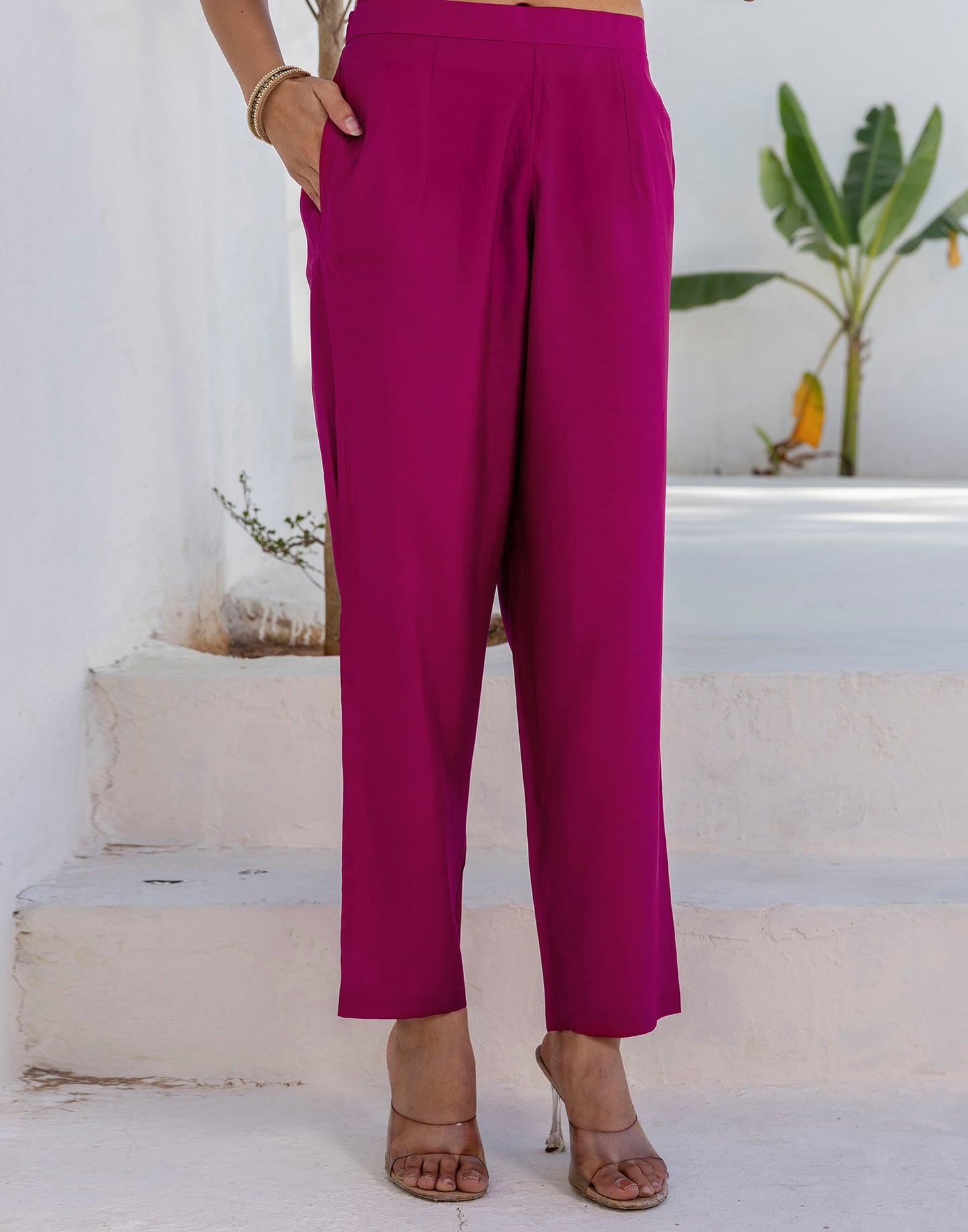 Affordable Ethnic Wear Pink Silk Blend Foil Printed Kurta Set with Embroidery Lace, Pant & Dupatta