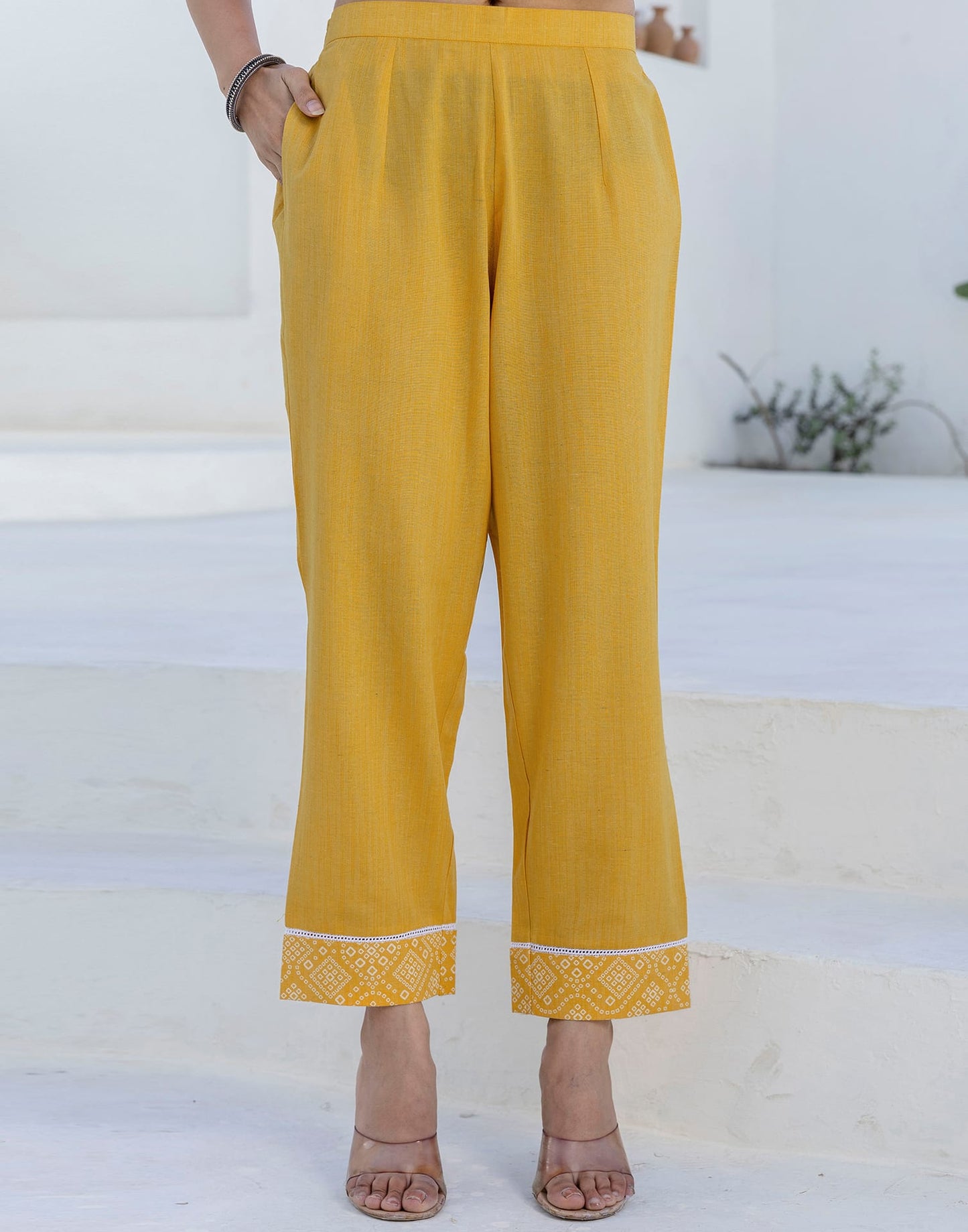 Cotton Bandhani Printed A-Line Kurta with Pant & Dupatta