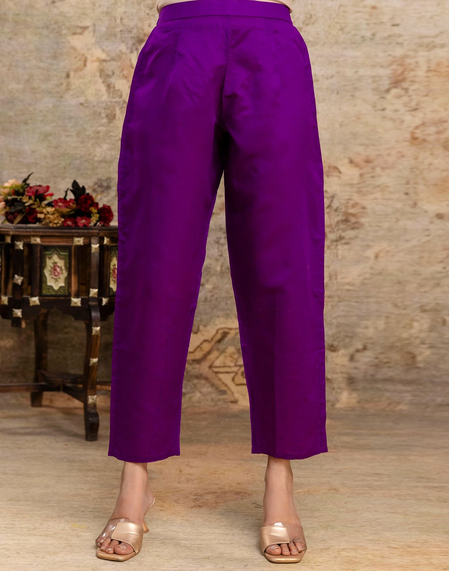 Affordable Silk Blend Kurta Set for Women Purple Weaving Straight Kurta with Pant & Dupatta