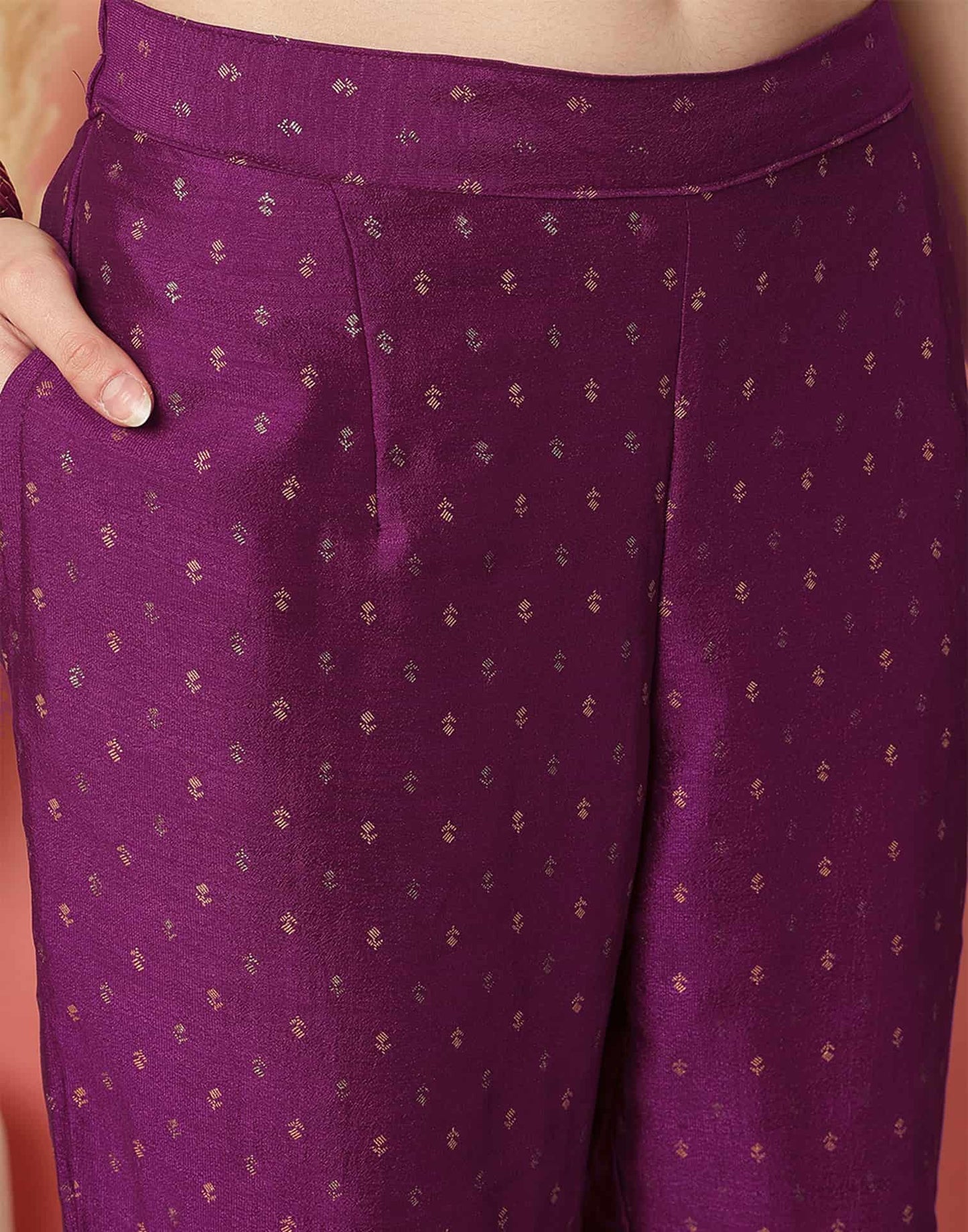 Purple Silk Blend Embroidery and Sequins Work Anarkali Kurta Set for Women with Pant & Dupatta