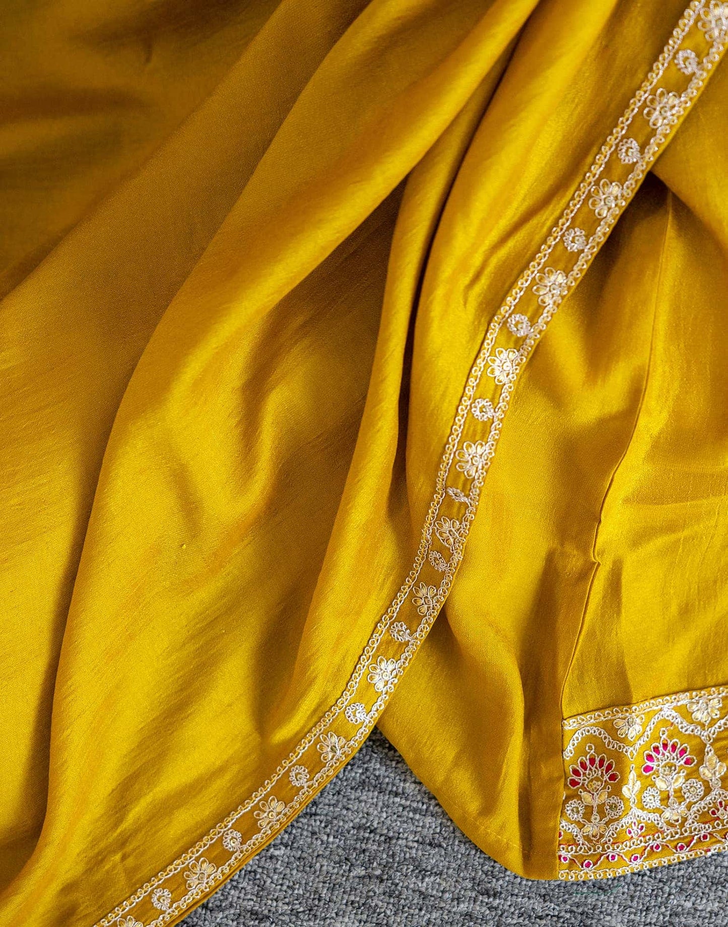 Silk Embroidery, Sequins Work and Embroidery Lace Anarkali Kurta with Pant & Dupatta