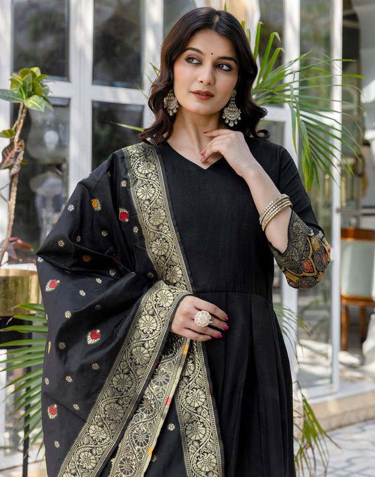 Rayon Weaving Anarkali Kurta with Pant & Dupatta