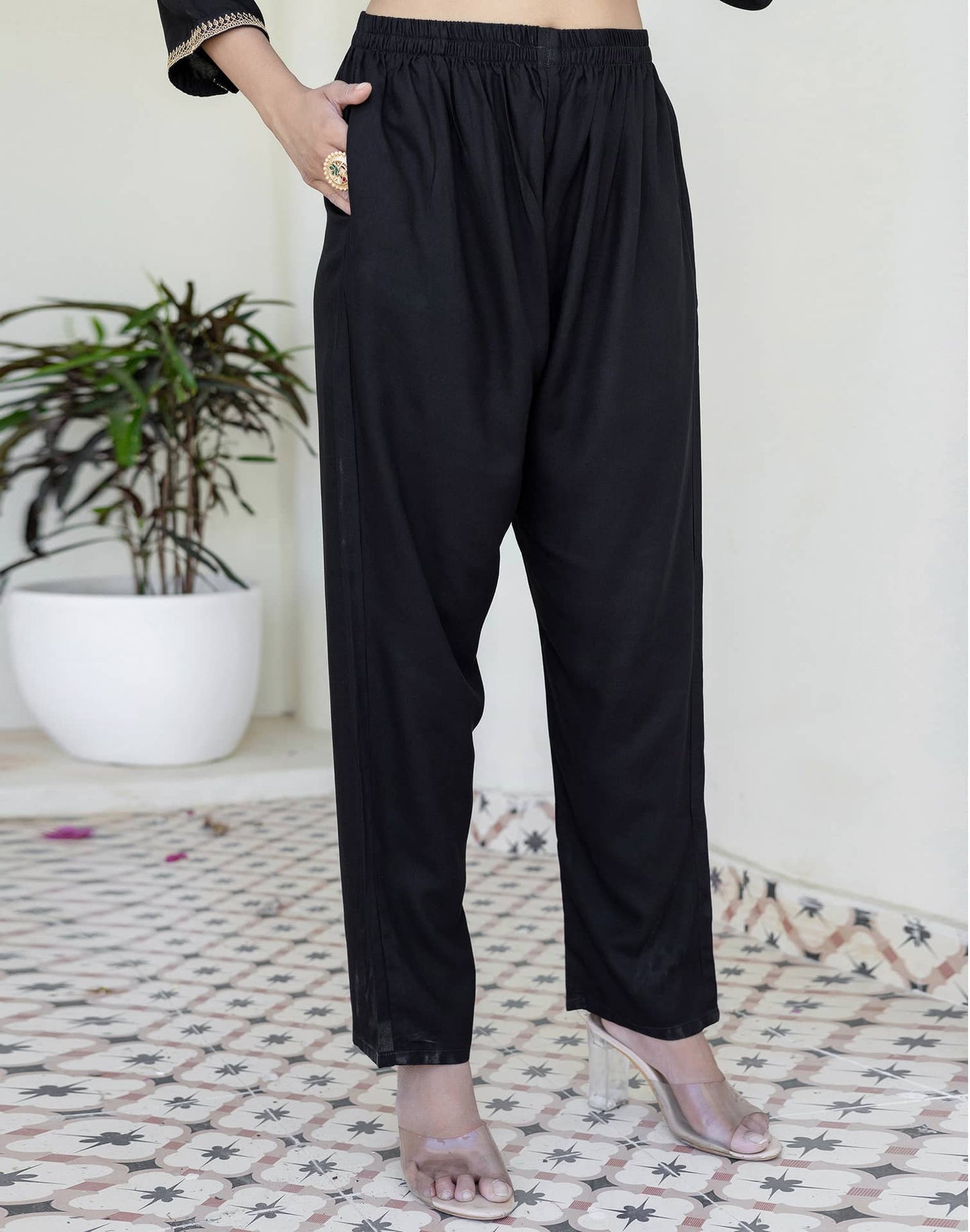 Rayon Sequins, Embroidery and Gota Lace Straight Kurta with Pant & Dupatta