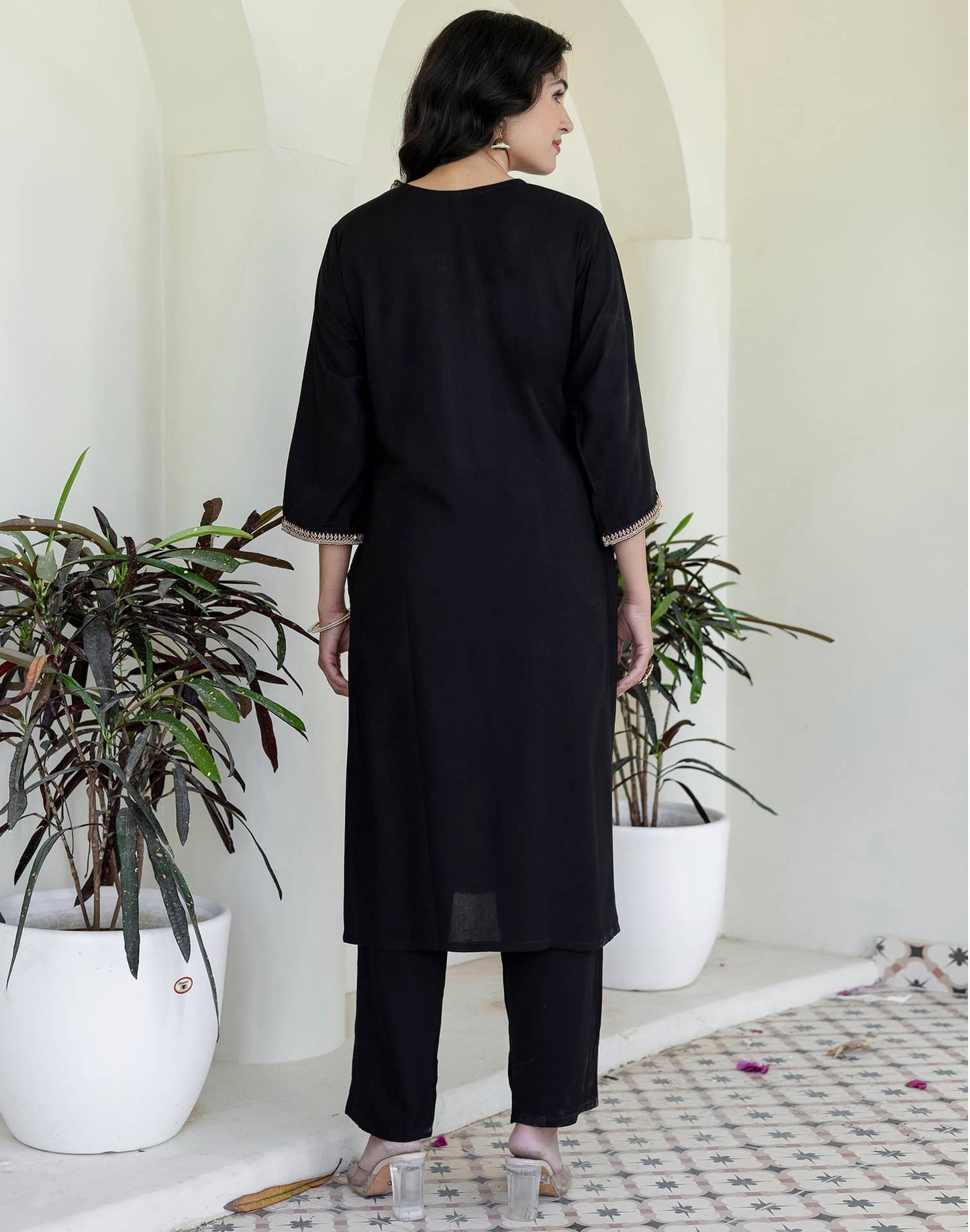 Rayon Sequins, Embroidery and Gota Lace Straight Kurta with Pant & Dupatta